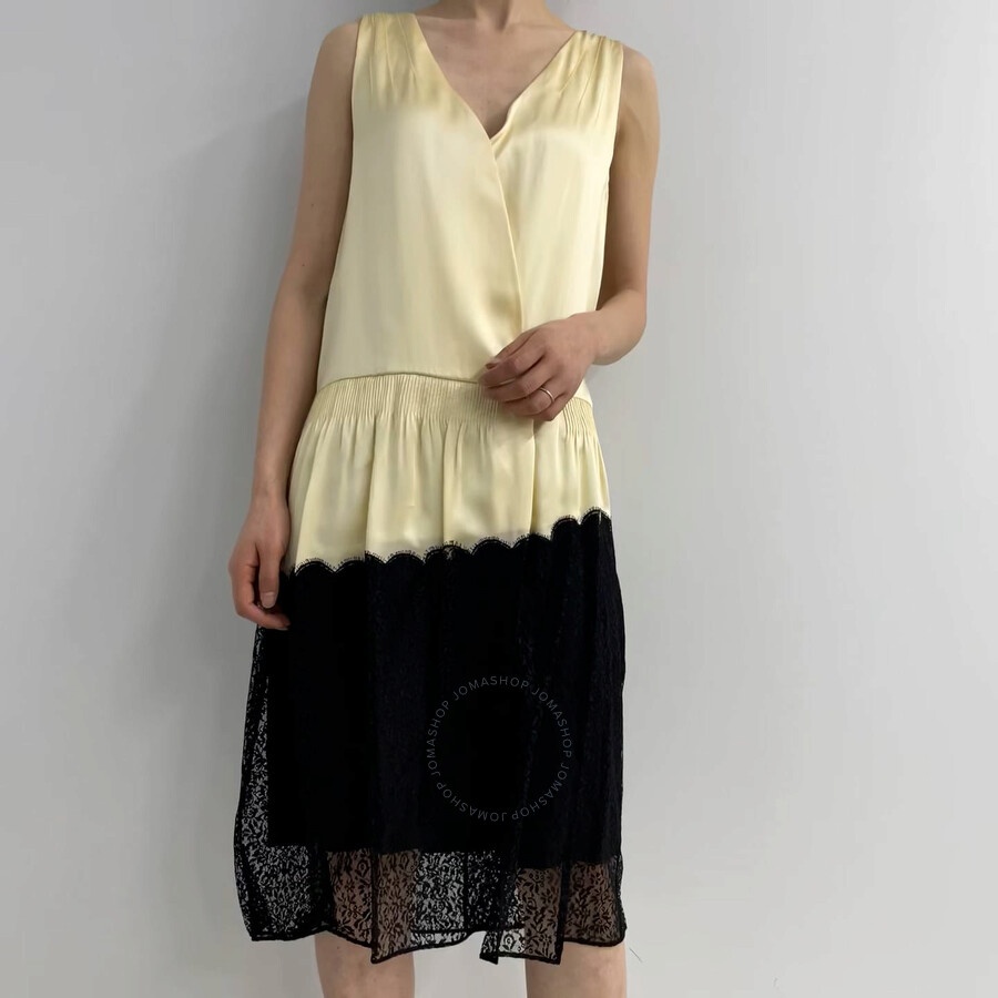 Burberry Ladies Cream Silk Satin And Lace Sleeveless Dress - 4