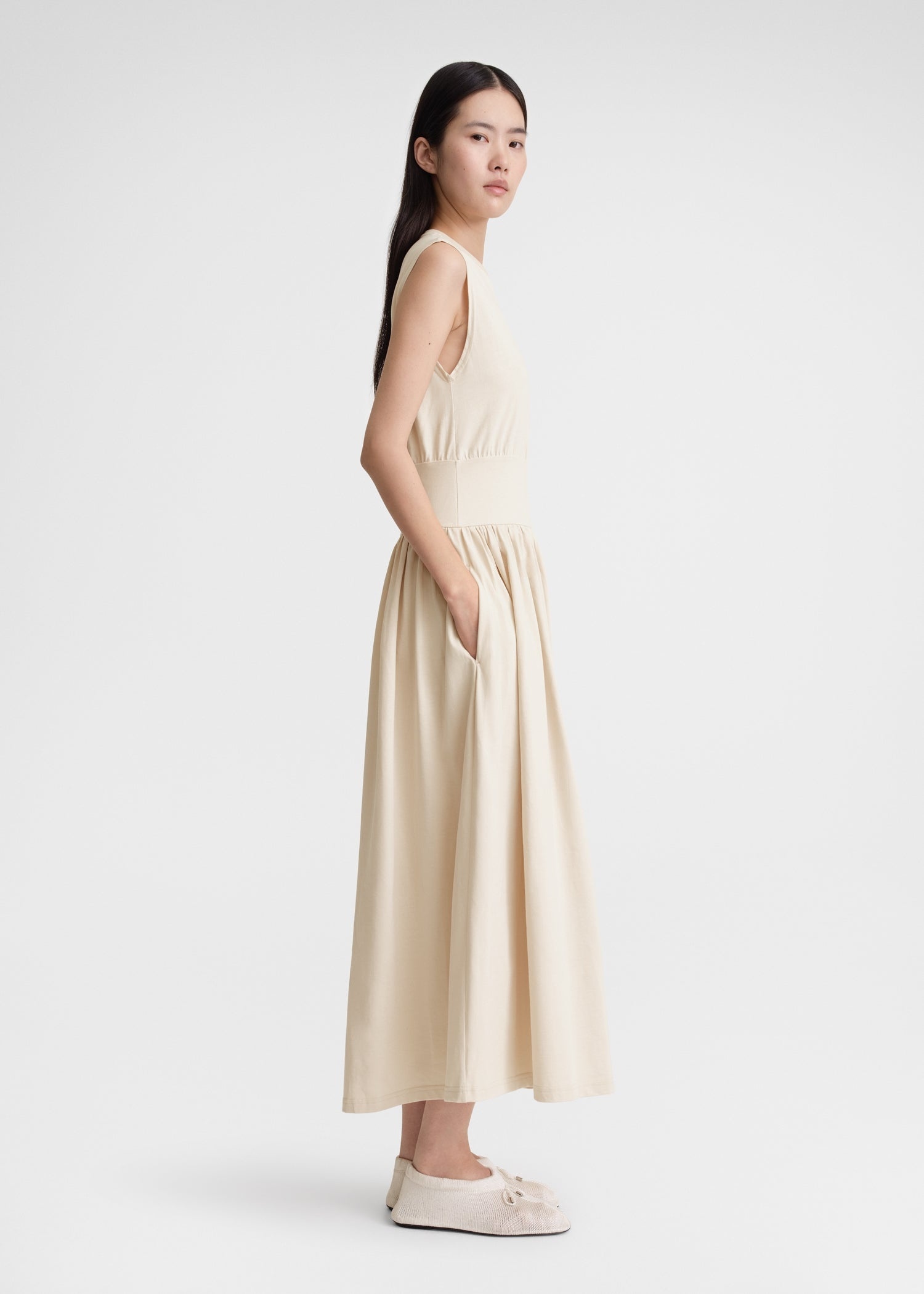 Sleeveless cotton tee dress pearl - 4