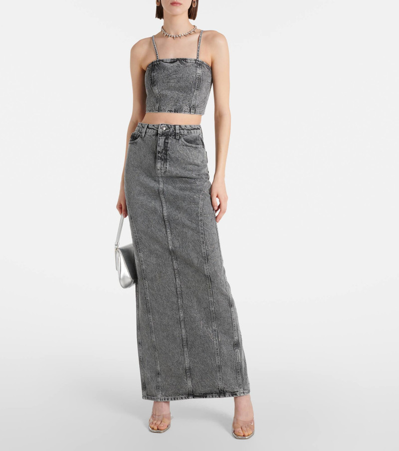 ROTATE Embellished denim maxi skirt outlook