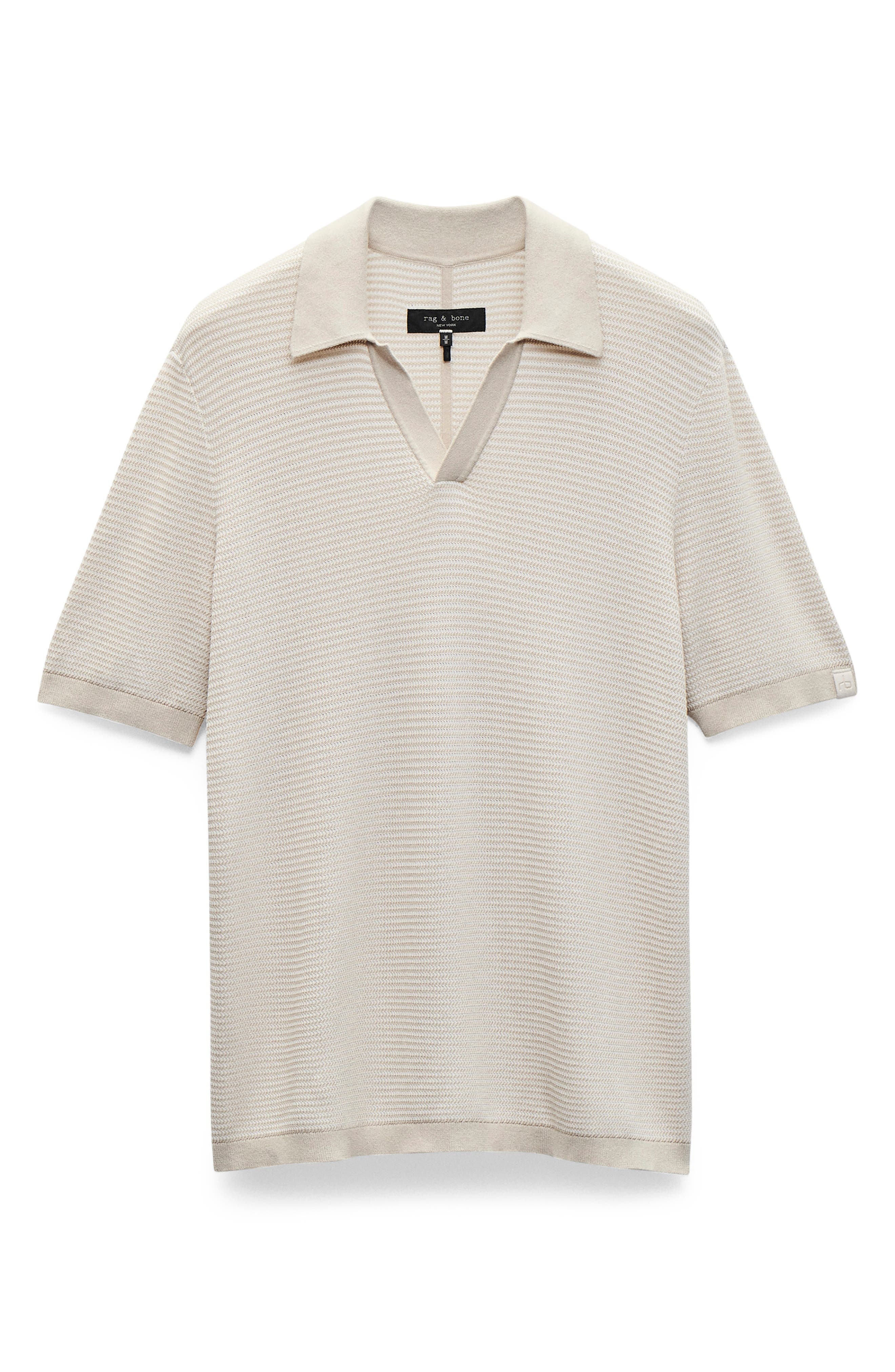 rag & bone Harvey Chevron Johnny Collar Polo in Desert Sand at Nordstrom - 4