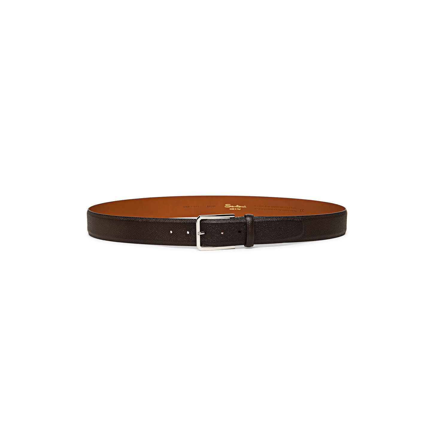 Adjustable brown Saffiano leather belt - 2