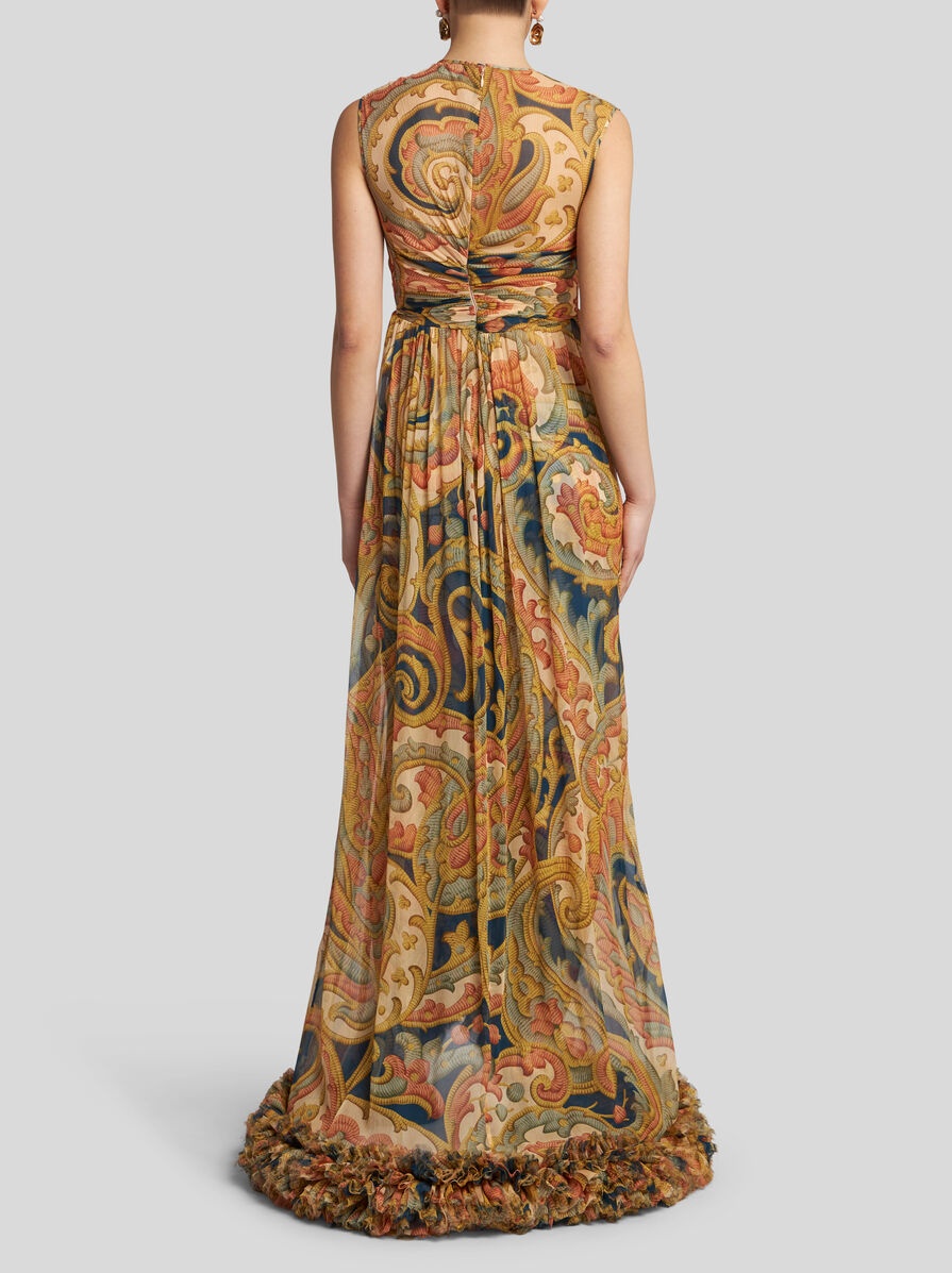 PRINTED SILK DRESS WITH RUCHING - 4