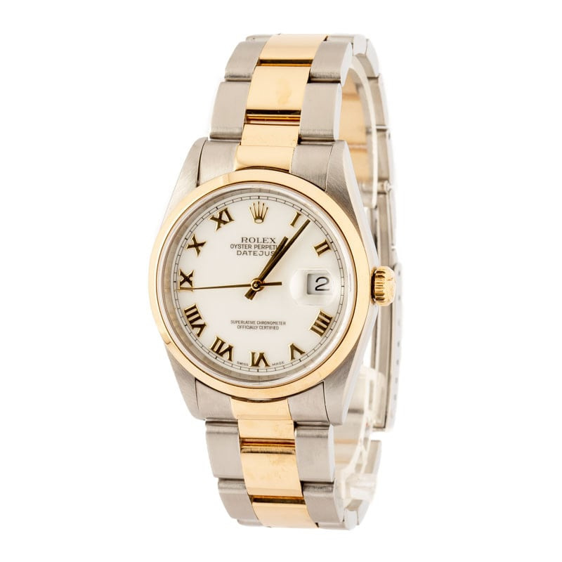 Pre-owned Rolex Datejust Ref 16203 White Roman Dial - 2