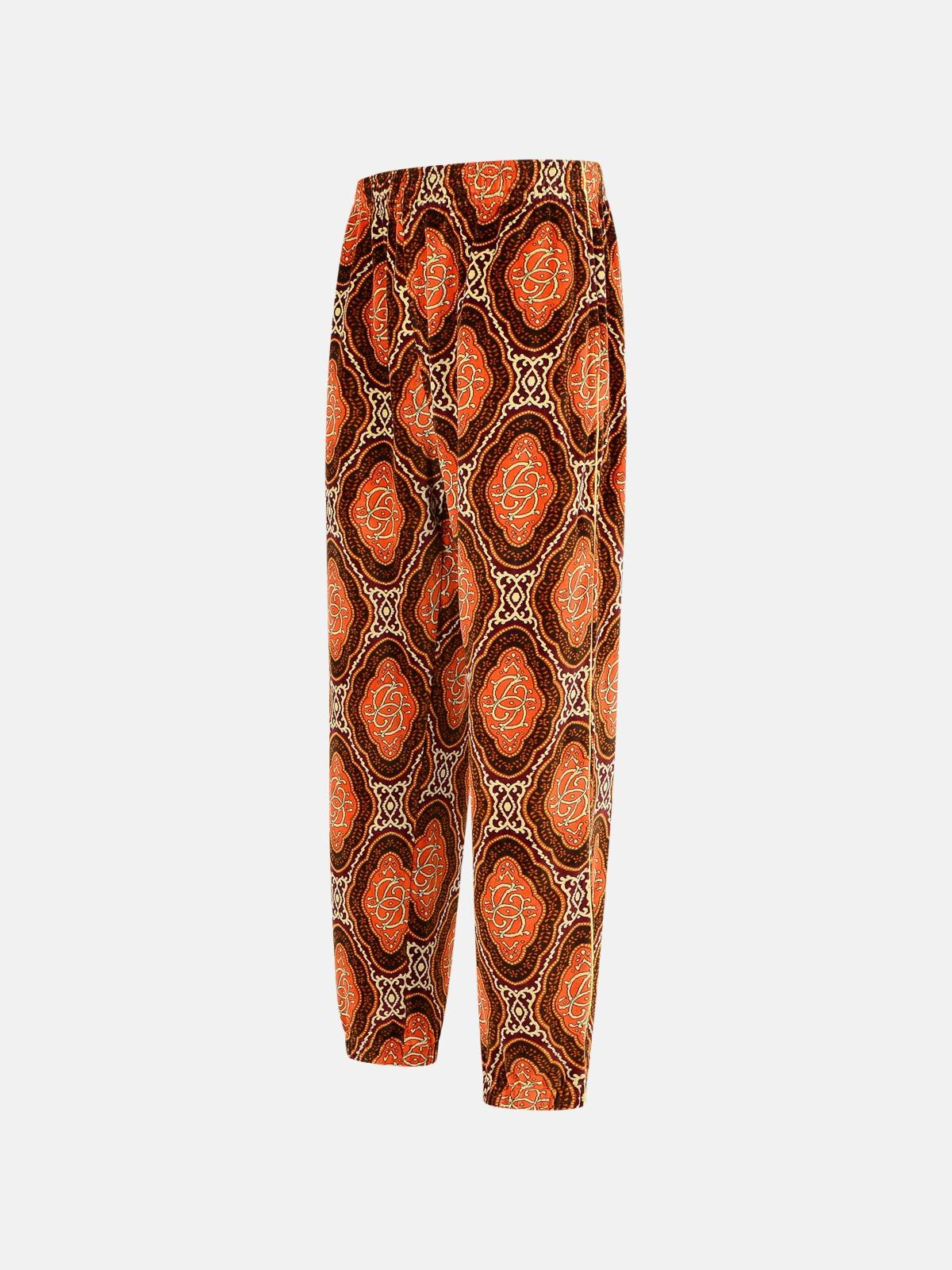'VELOURS MÉDAILLON' BROWN COTTON PANTS - 2