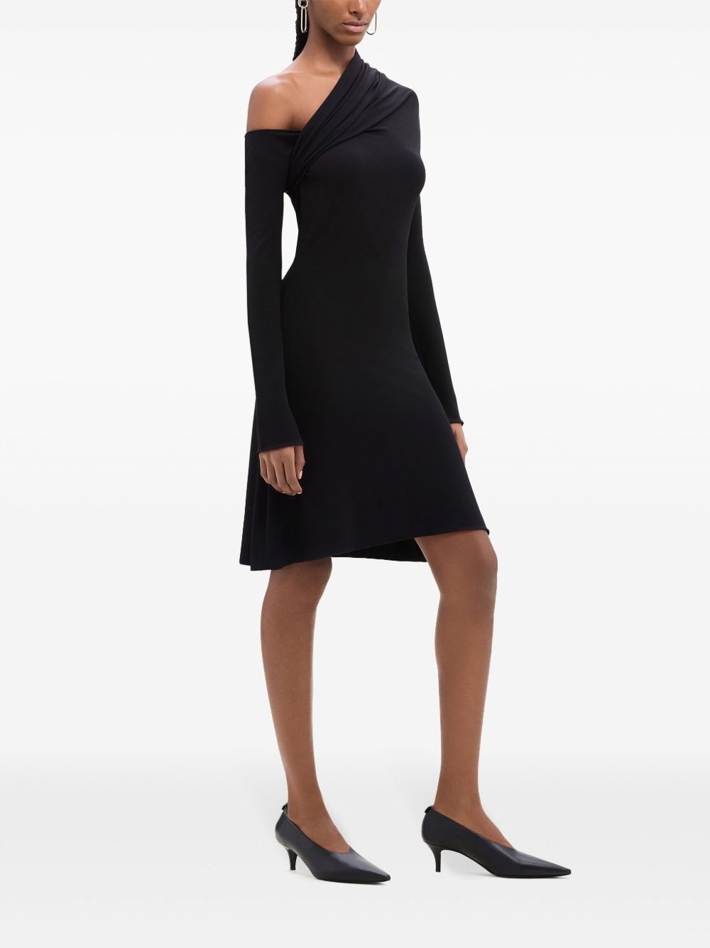 asymmetric twist crepe mini dress - 3