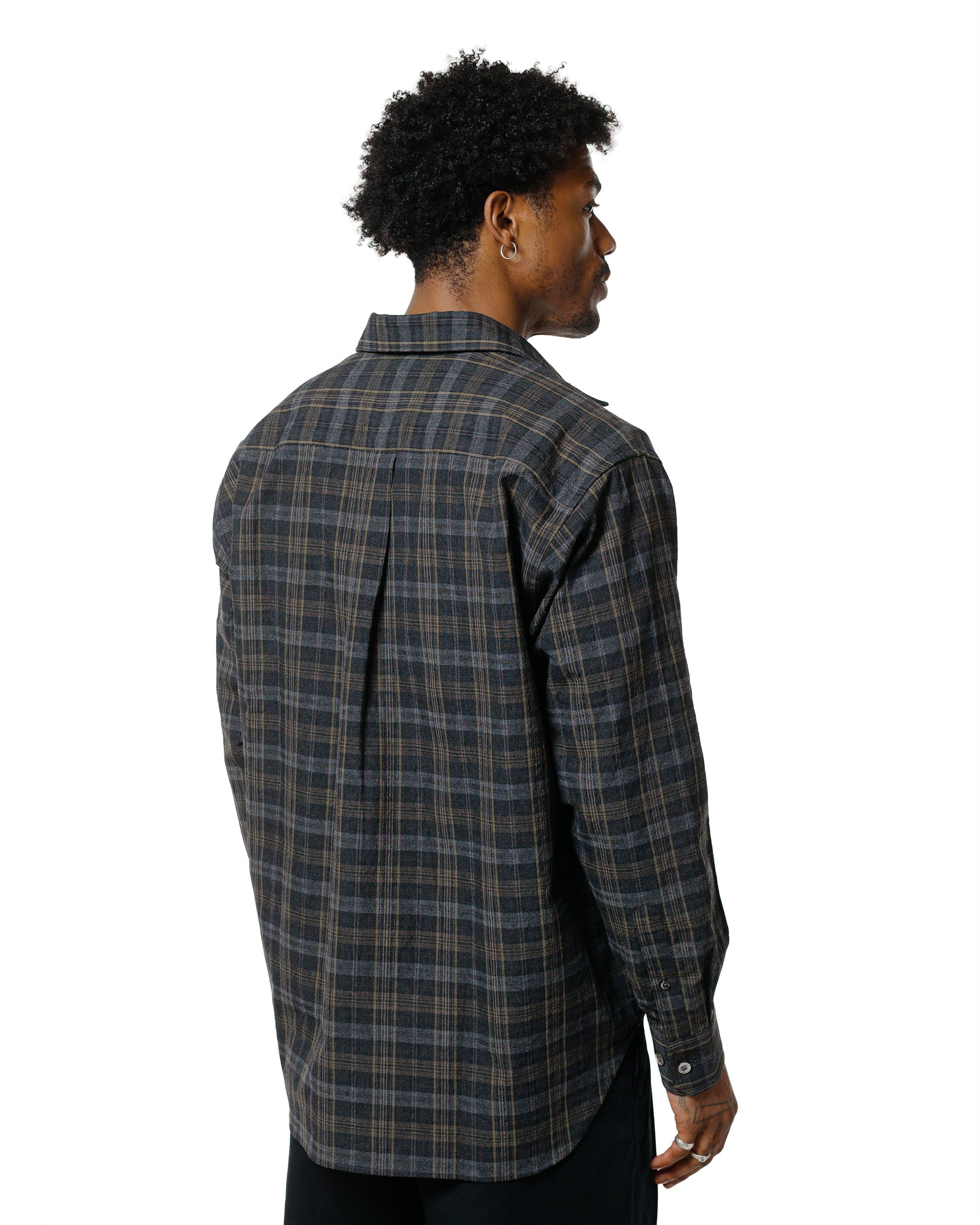 Ole Oversized Wool Check Shirt Charcoal Grey - 3