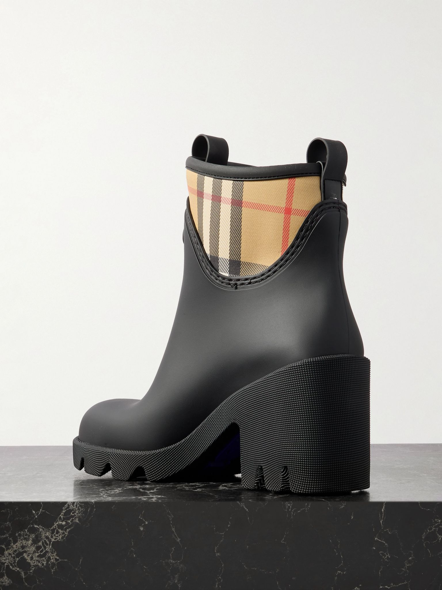 Marsh Stamp checked nylon-trimmed rubber ankle boots Black - 3