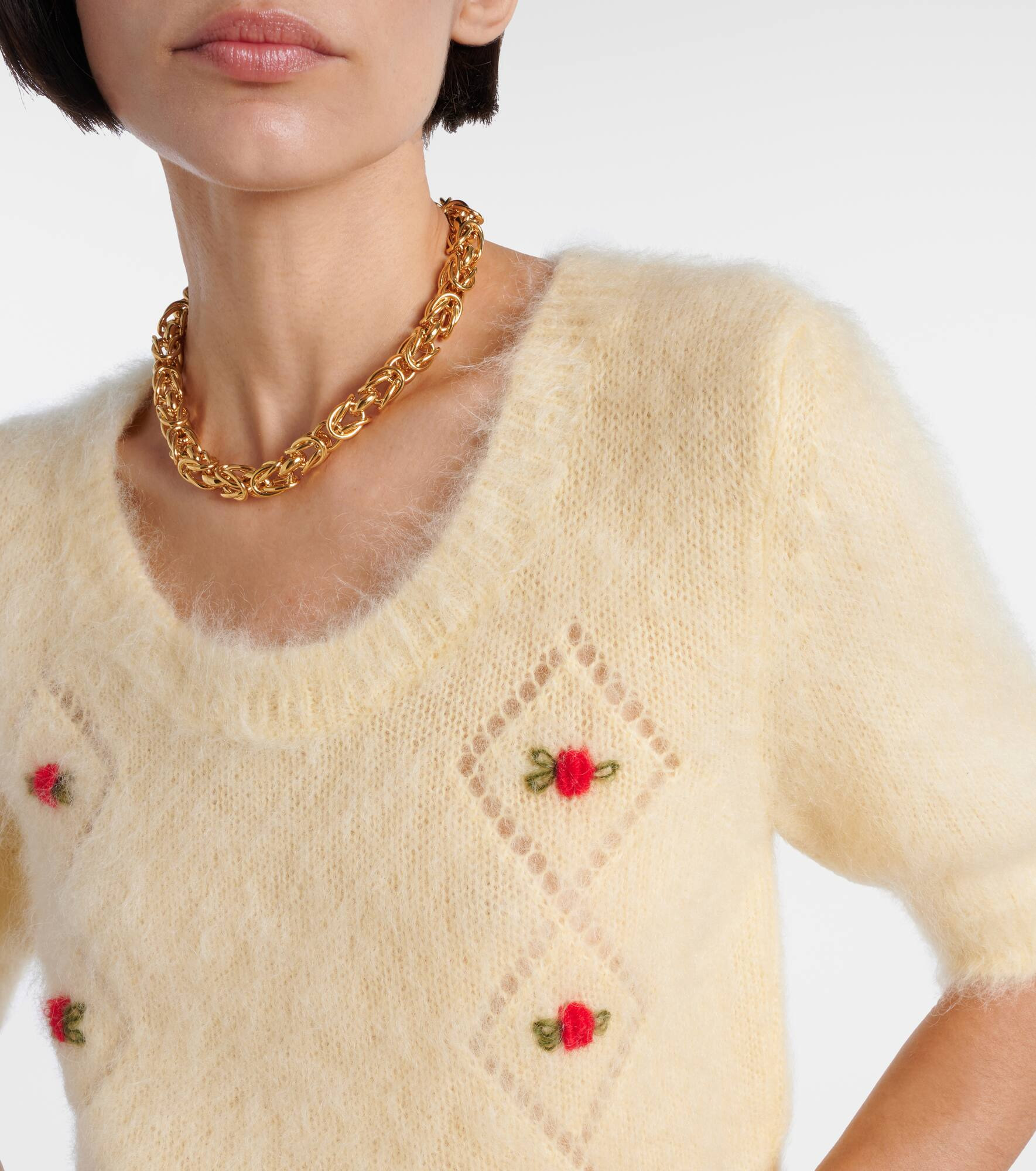 Embroidered mohair-blend sweater - 4