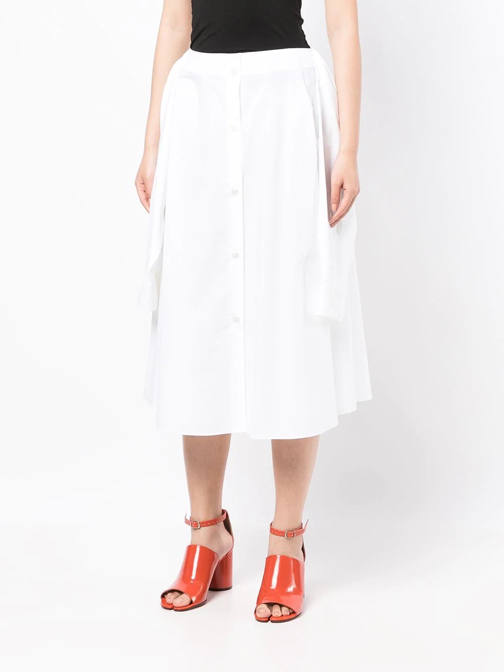 button-up sleeve-tie skirt - 3