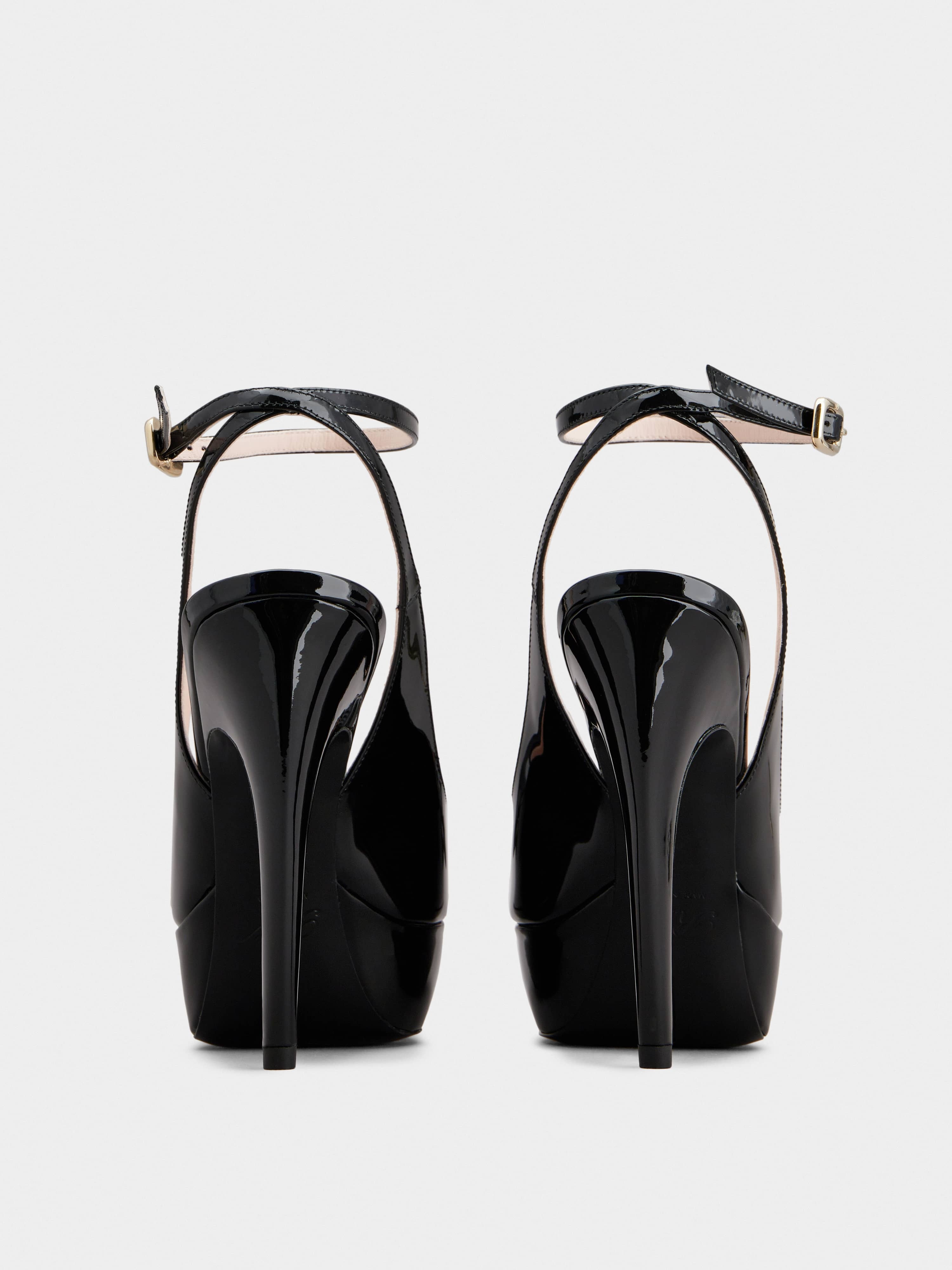 Viv' Choc Lacquered Buckle Slingback Pumps in Patent Leather - 5