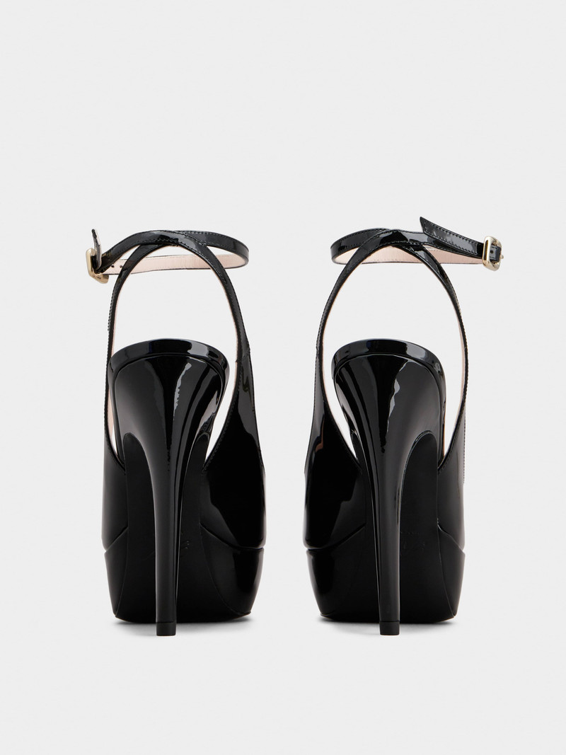 Viv' Choc Lacquered Buckle Slingback Pumps in Patent Leather 5