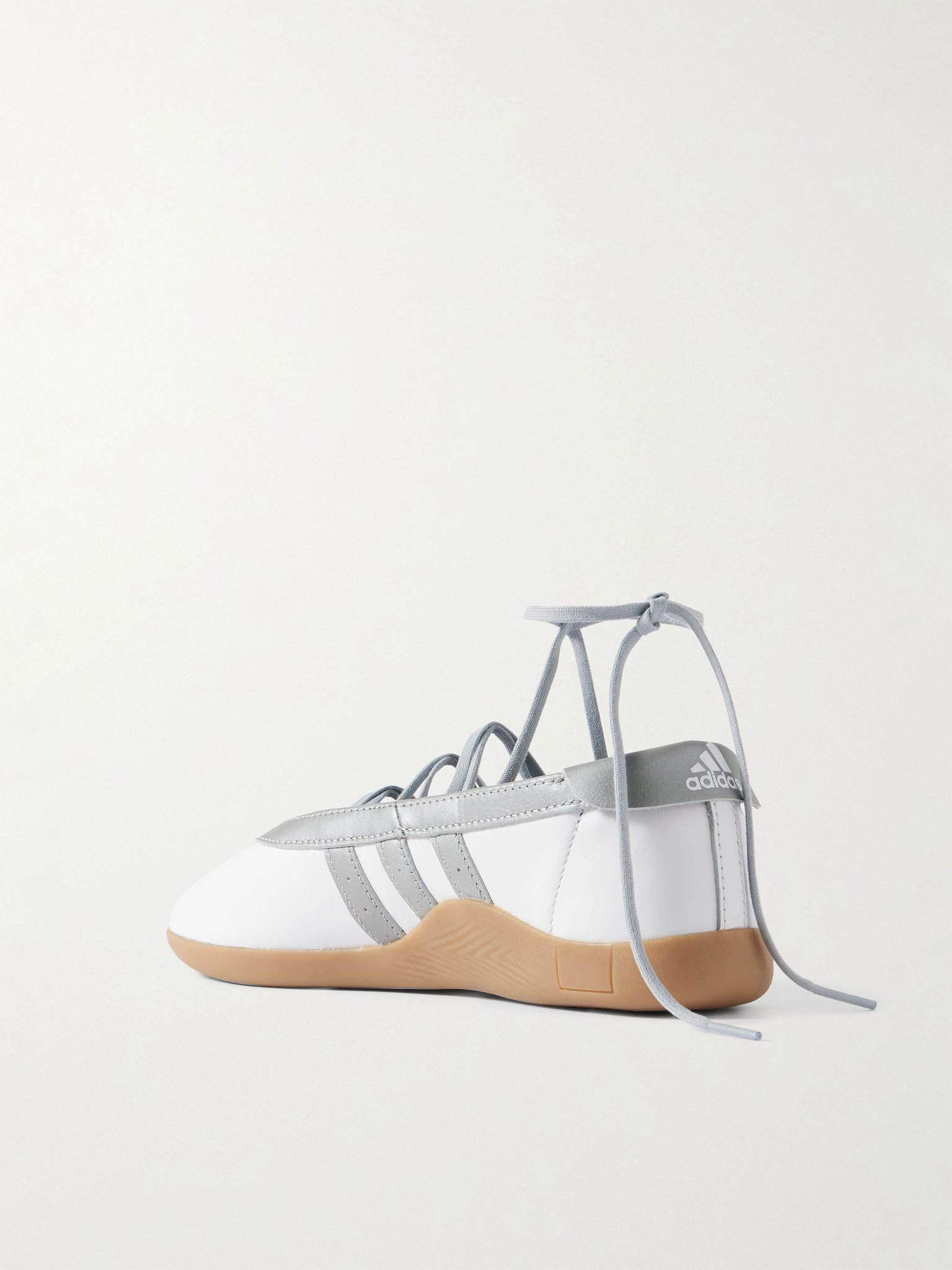 Taekwondo Mei Ballet metallic leather-trimmed leather sneakers Silver - 3