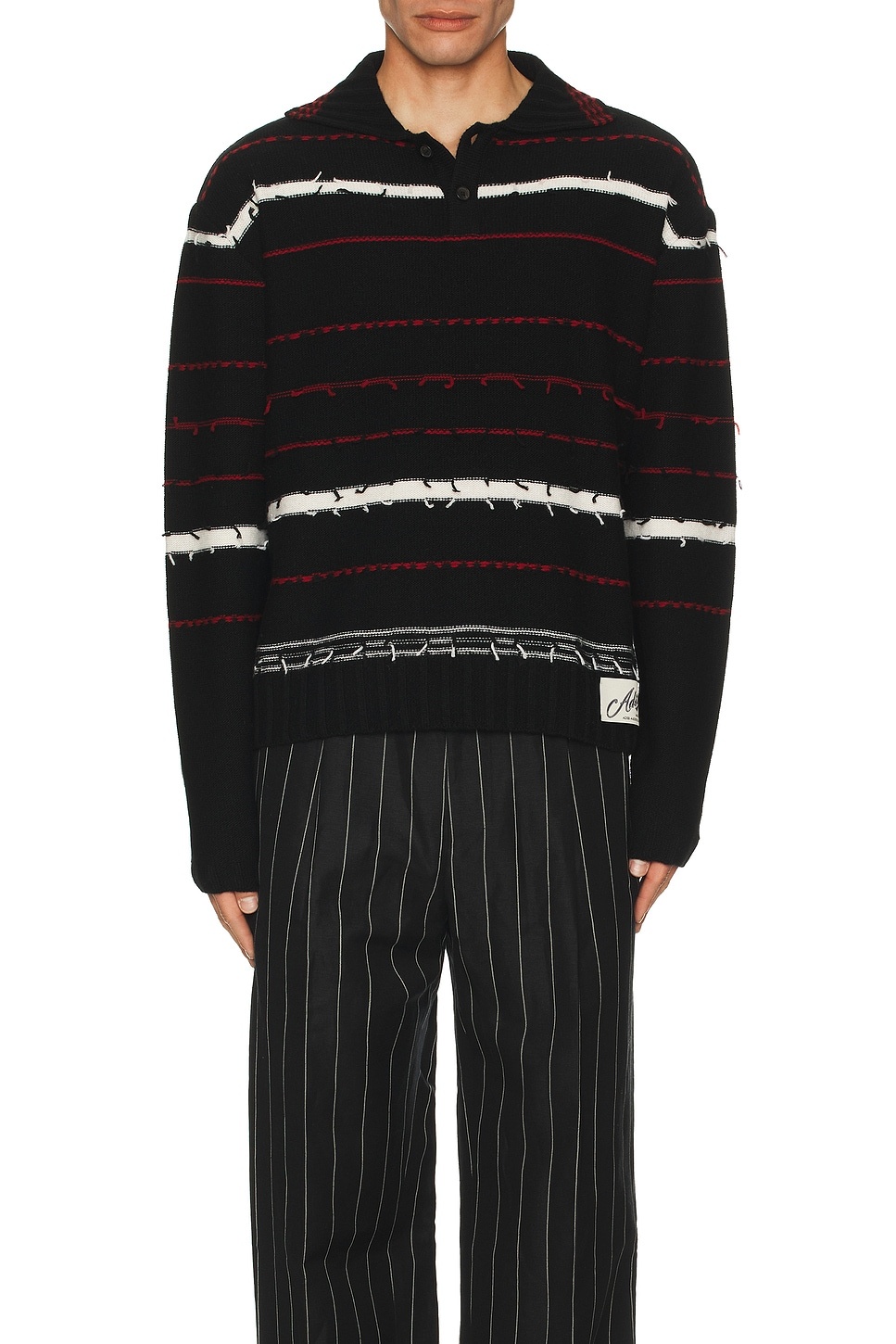 B&W Stripe Polo Sweater - 4