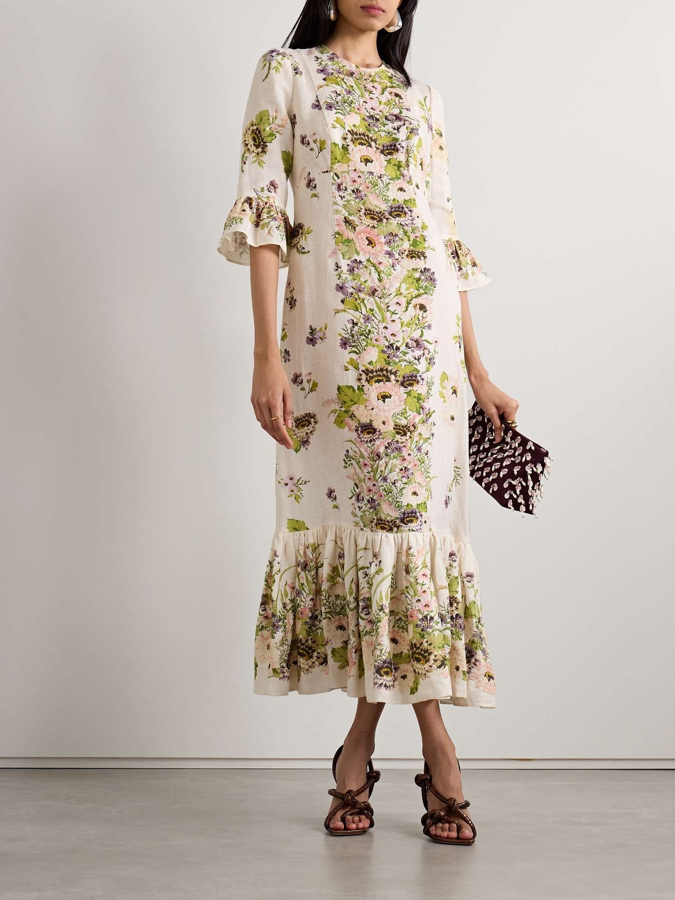 Halliday ruffled floral-print linen midi dress - 2