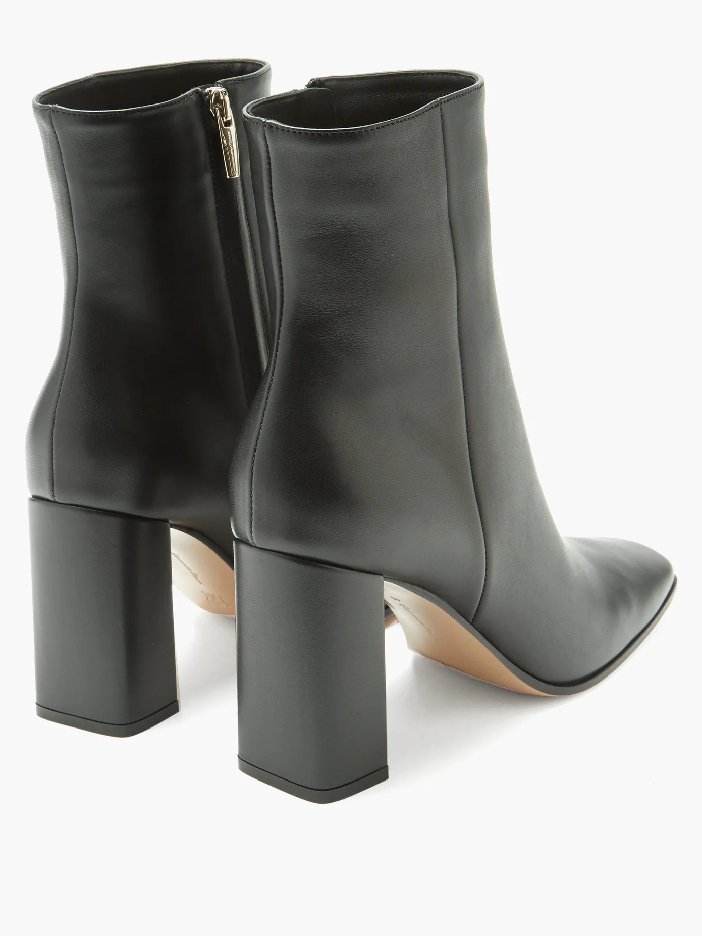 Square-toe 85 leather ankle boots - 4