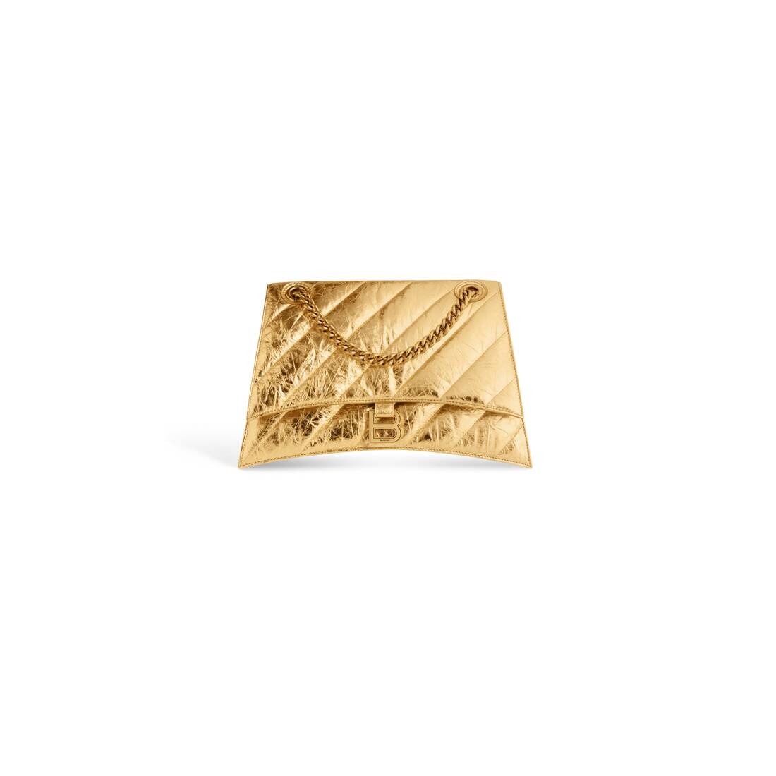 Women's Crush Medium Chain Bag Metallized Quilted  in Gold - 5