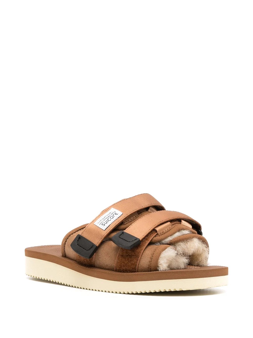 Moto shearling-trim slides - 2