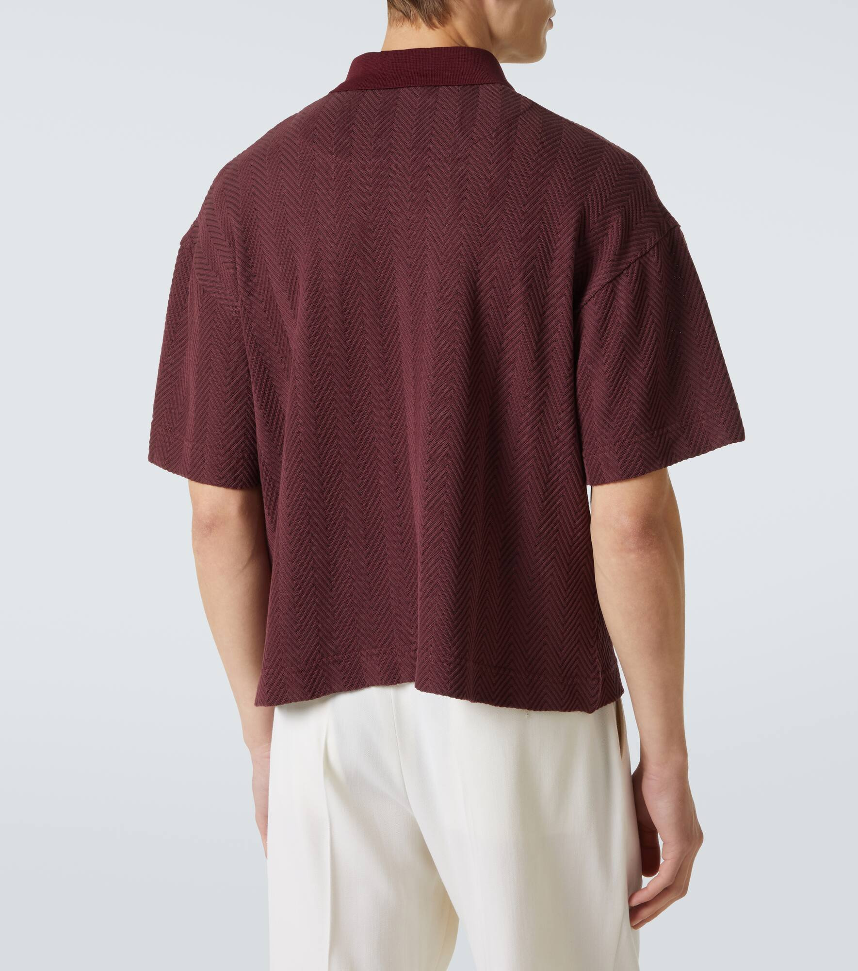 Zigzag cotton-blend polo shirt - 4