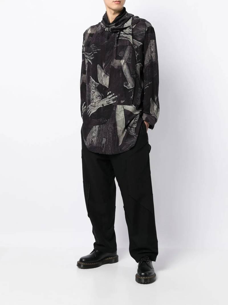 Yohji Yamamoto abstract-print long-sleeve shirt outlook