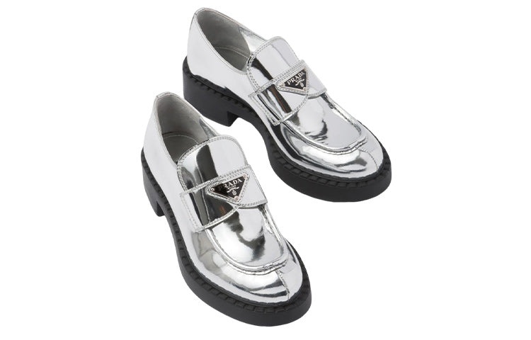 (WMNS) PRADA Metallic Leather Loafers 'Silver' 1D246M_3AU1_F0118_F_B050 - 3