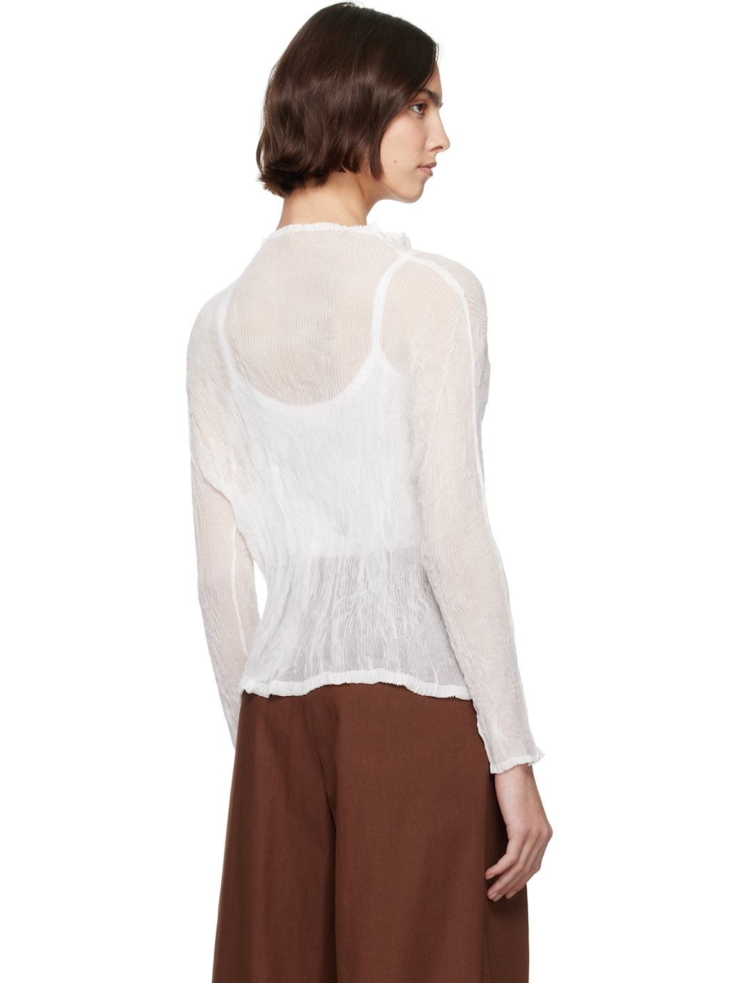 White Chiffon Twist BK/WT-56 Blouse - 3