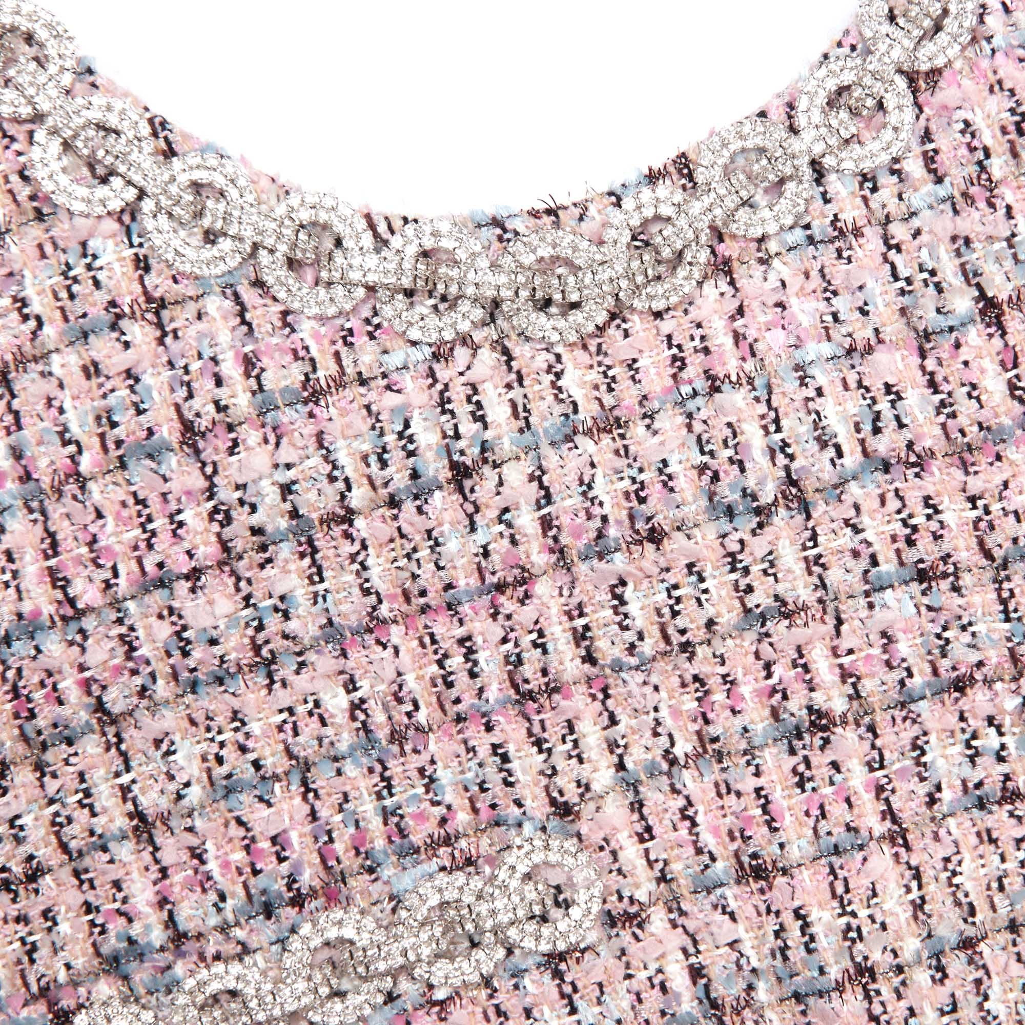 Pink Boucle Sleeveless Mini Dress - 5