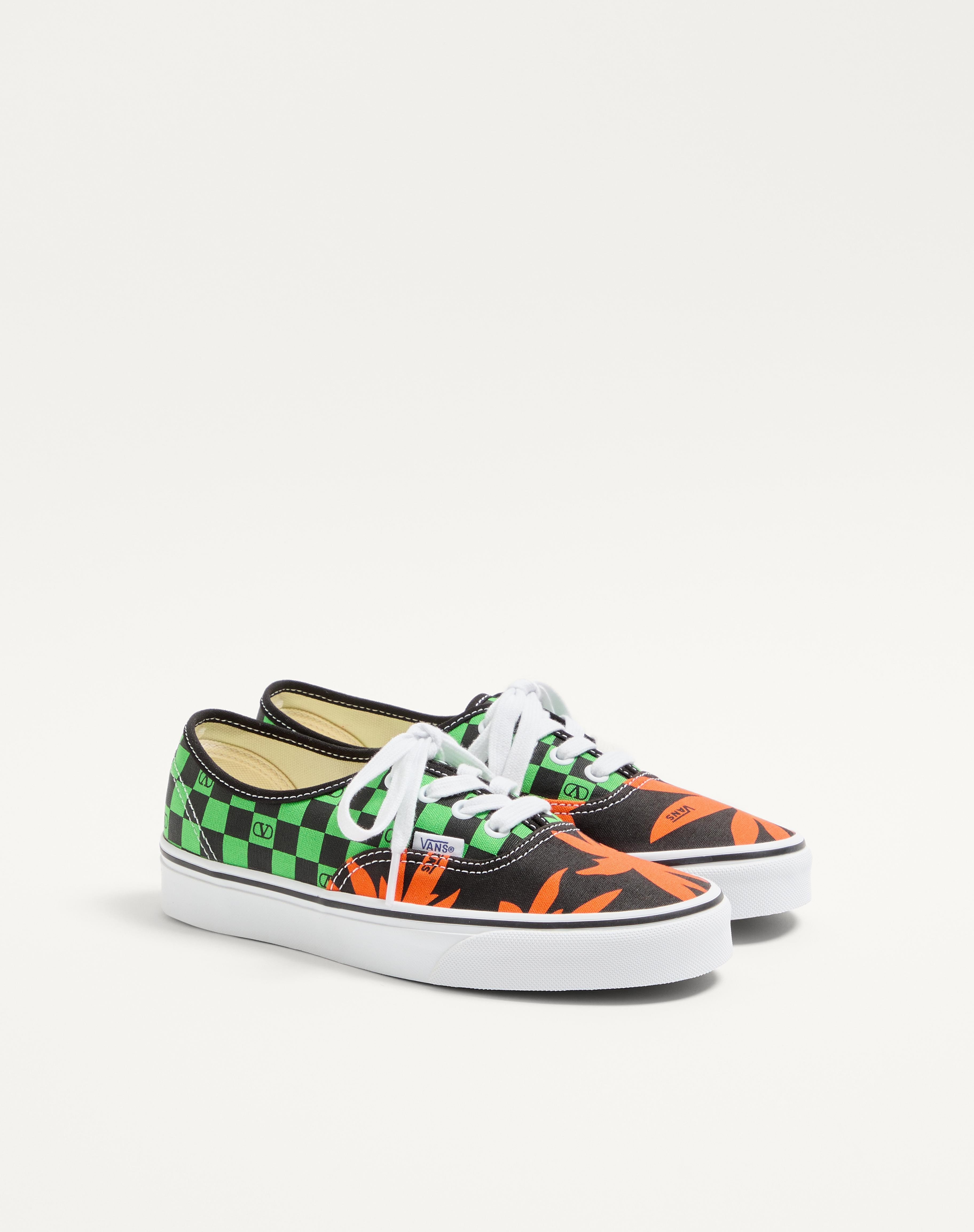 VALENTINO GARAVANI AND VANS LOW-TOP FABRIC TRAINER WITH VLOGO CHECKERBOARD PRINT AND TROPICAL LEAVES - 3