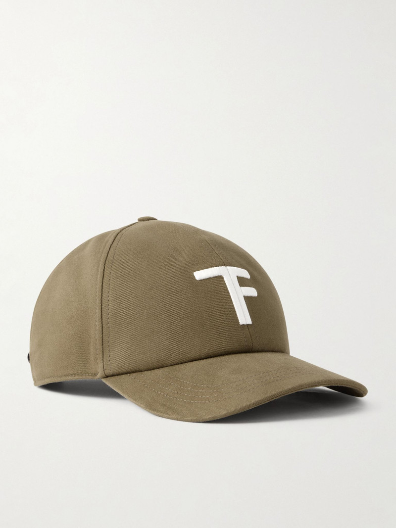 Leather-Trimmed Logo-Embroidered Cotton-Twill Baseball Cap Green 1