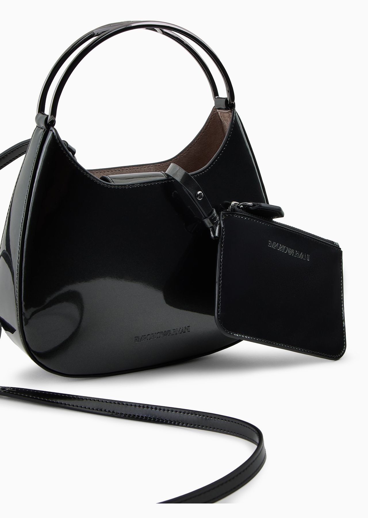 Small hobo bag in patent leather with logo metal handle - 5