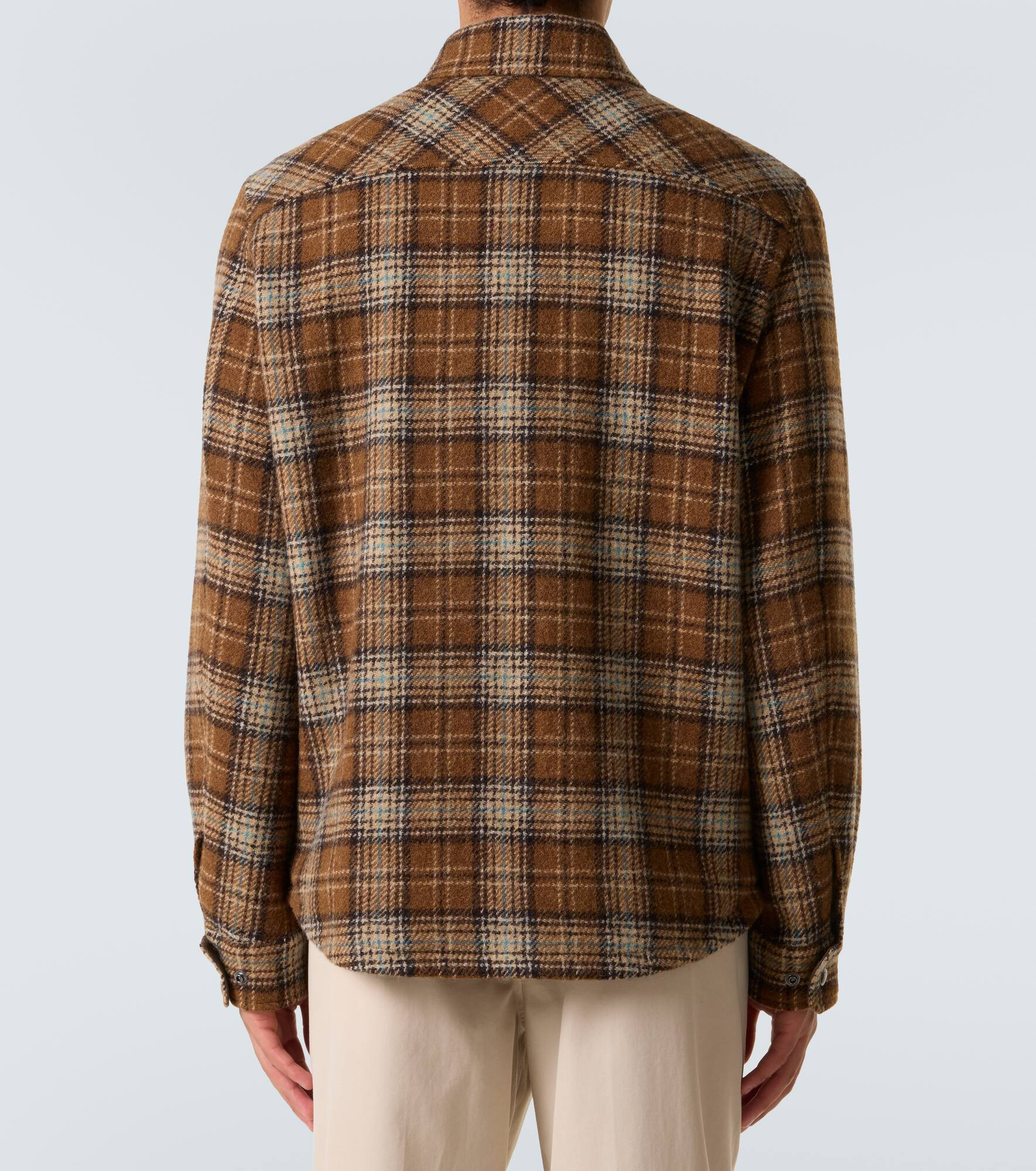 Checked virgin wool overshirt - 4