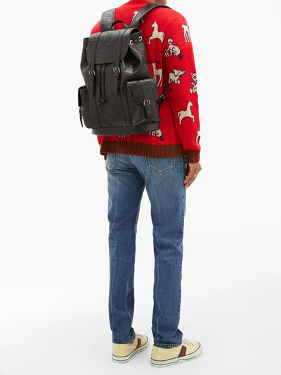 GUCCI Explorer logo-embossed leather backpack outlook