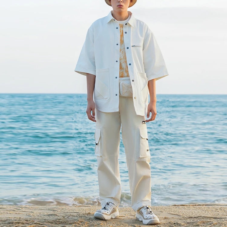 Li-Ning Logo Printed Cargo Pants 'White' AKXS121-3 - 3
