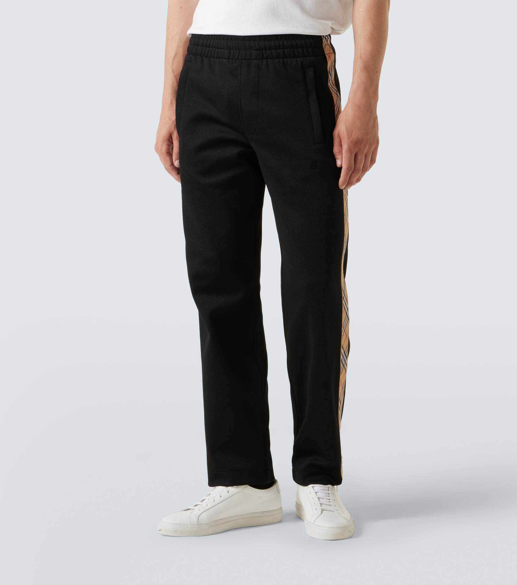 Burberry Check cotton-blend jersey track pants - 3