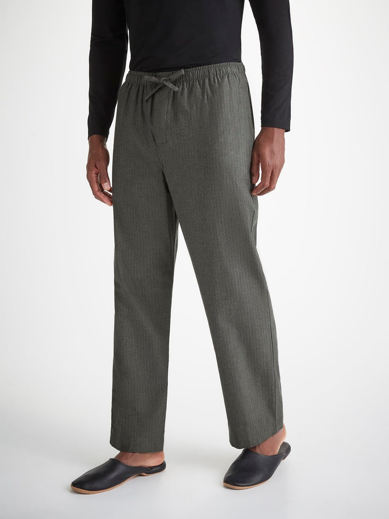 Derek Rose Men's Lounge Pants Balmoral Brushed Cotton Charcoal outlook