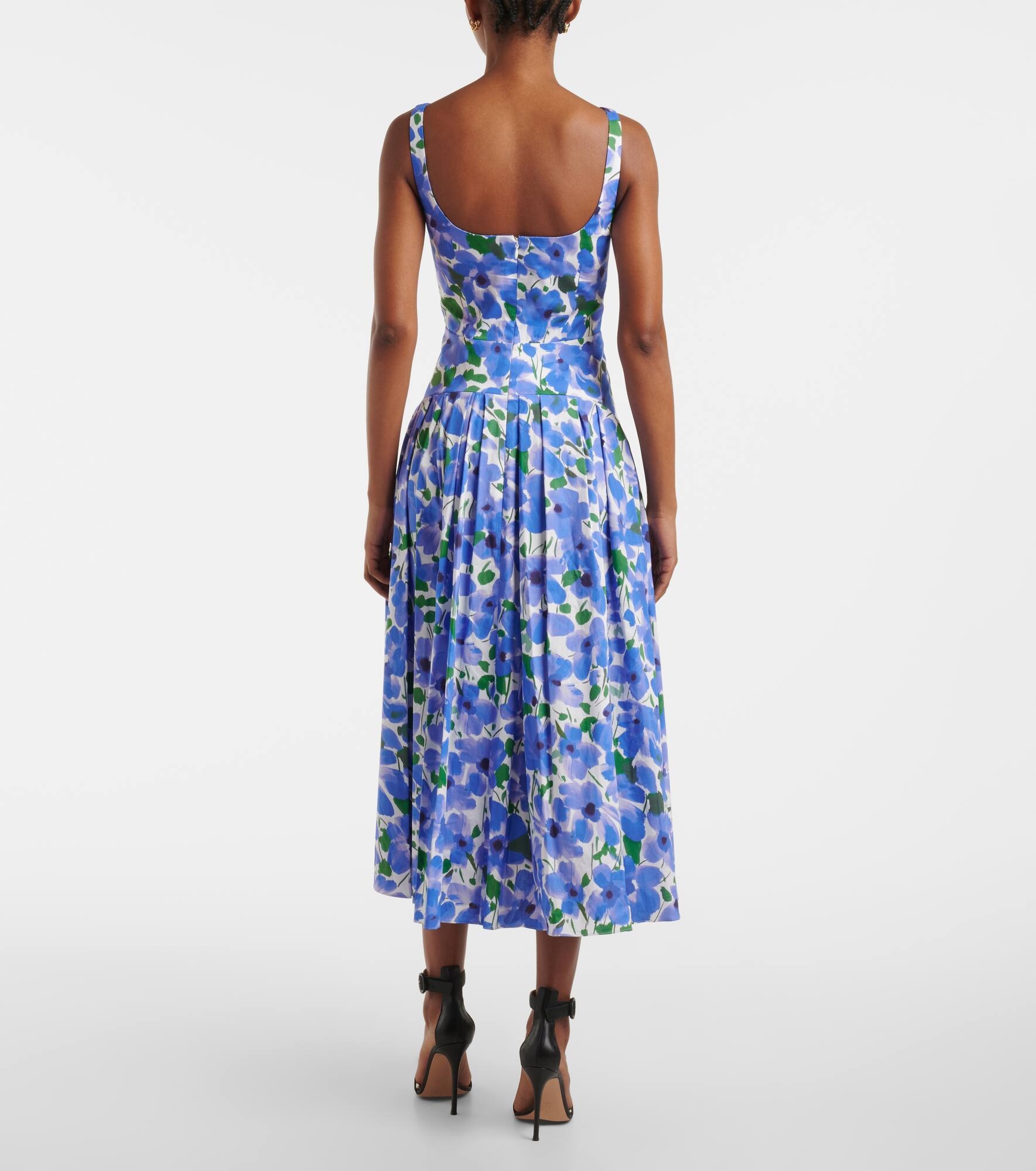 Floral cotton-blend midi dress - 3