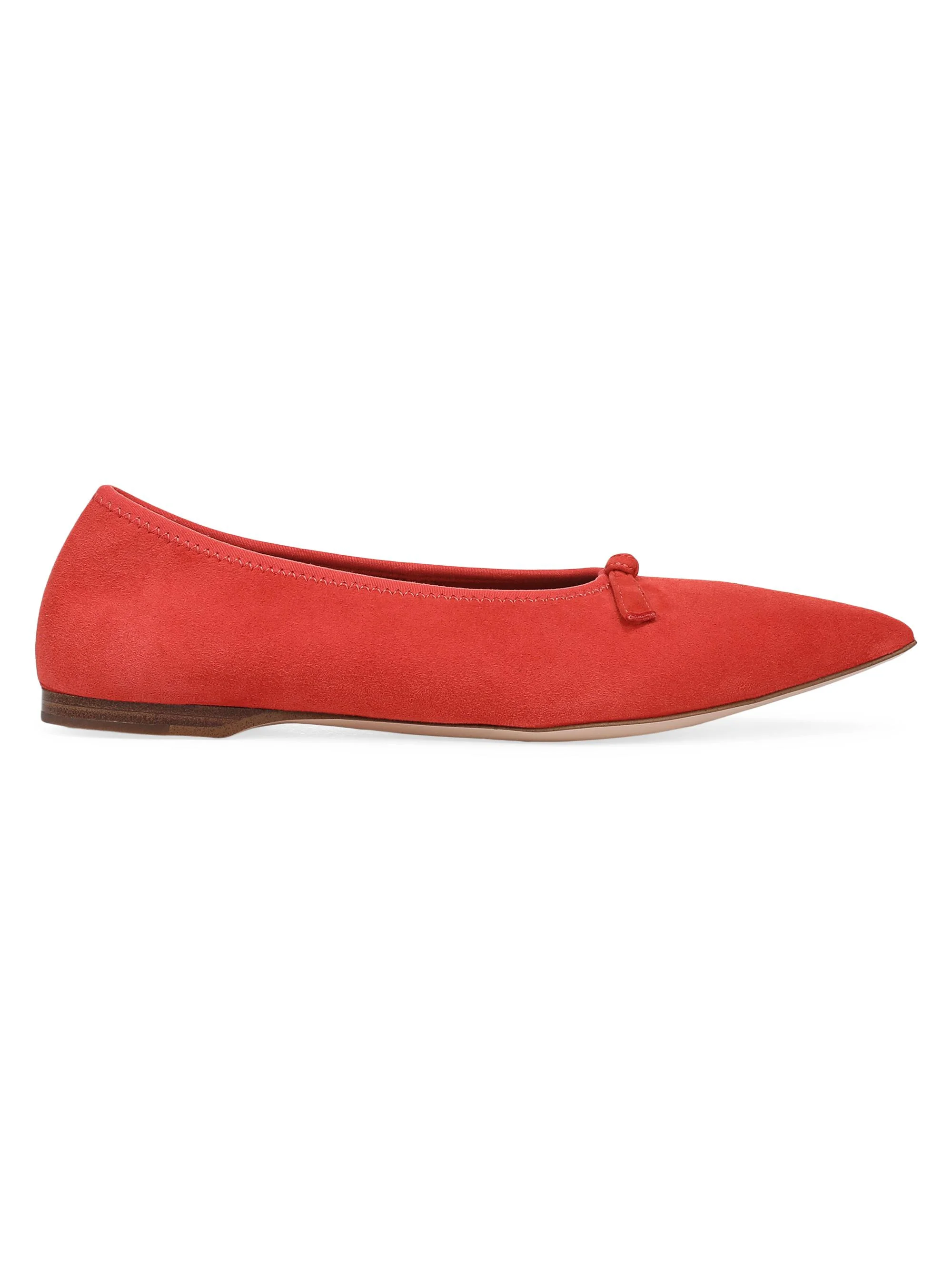 Women's Leah Bow-Detail Suede Ballet Flats - Tomato - 1