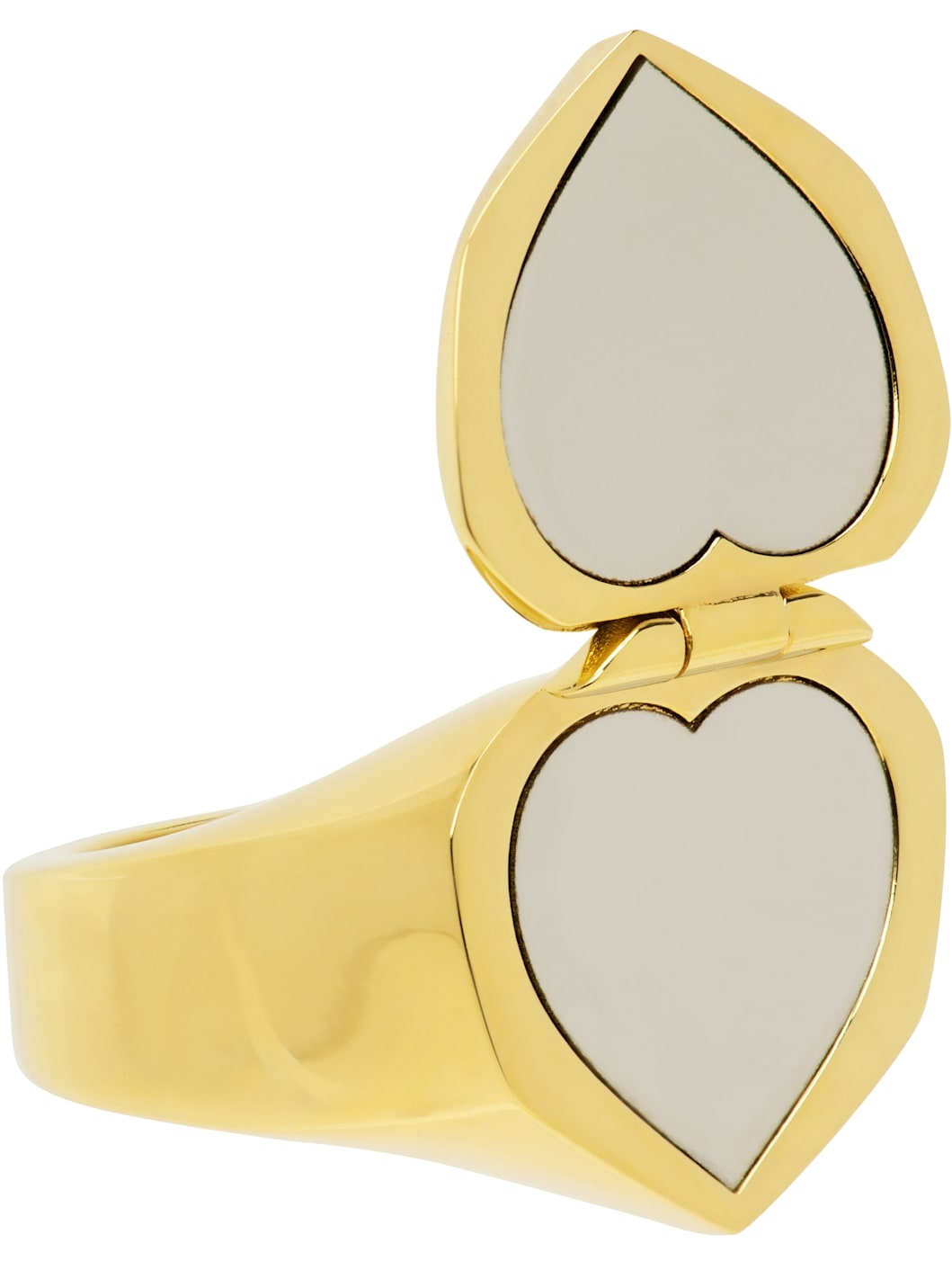 Gold Heart Mirror Signet Ring - 2