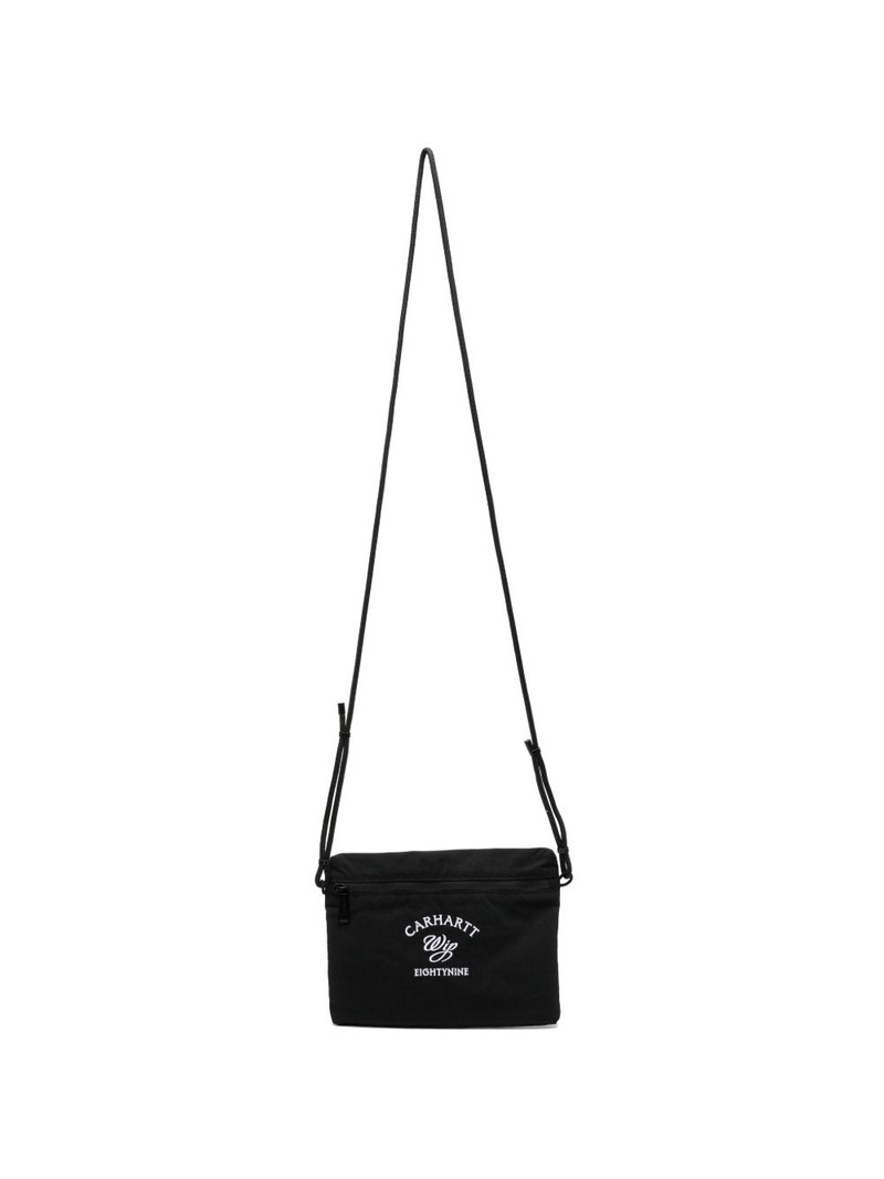 logo-embroidered shoulder bag 1