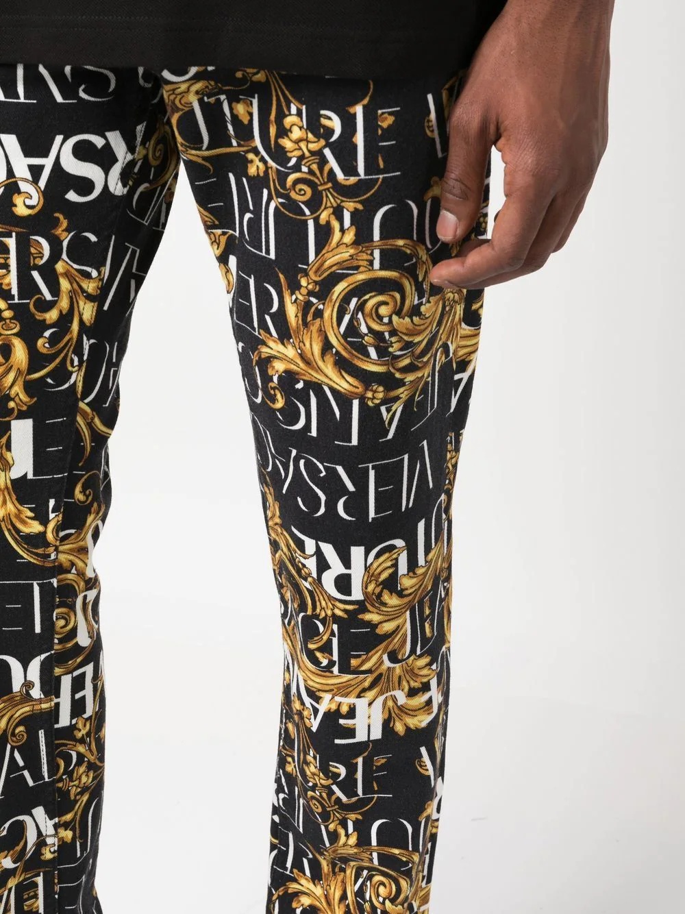 logo-baroque print jeans - 5