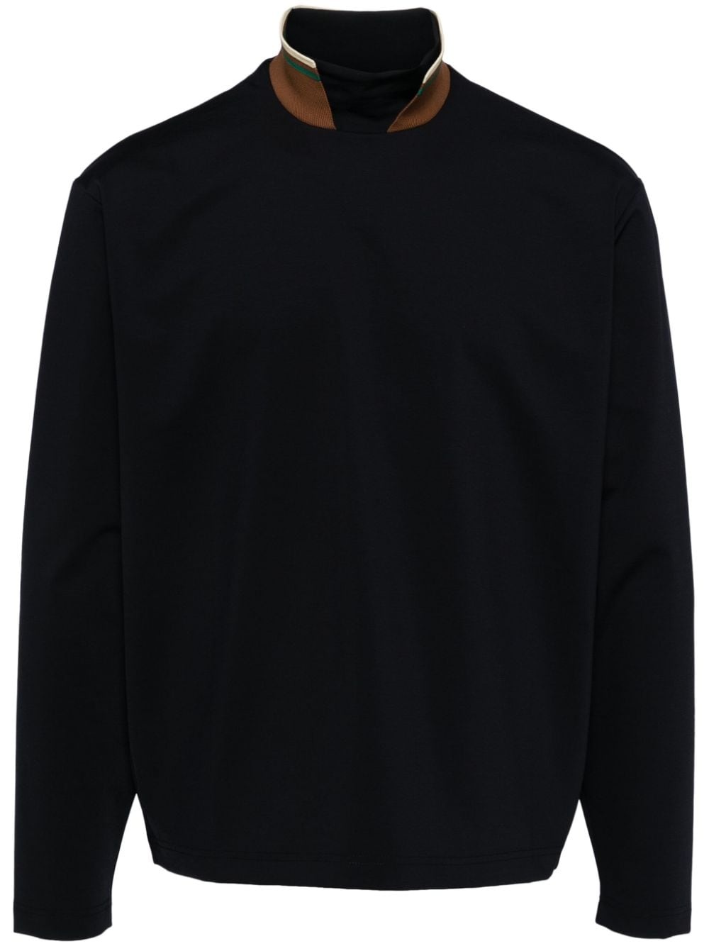 ribbed-collar mock-neck sweatshirt - 1