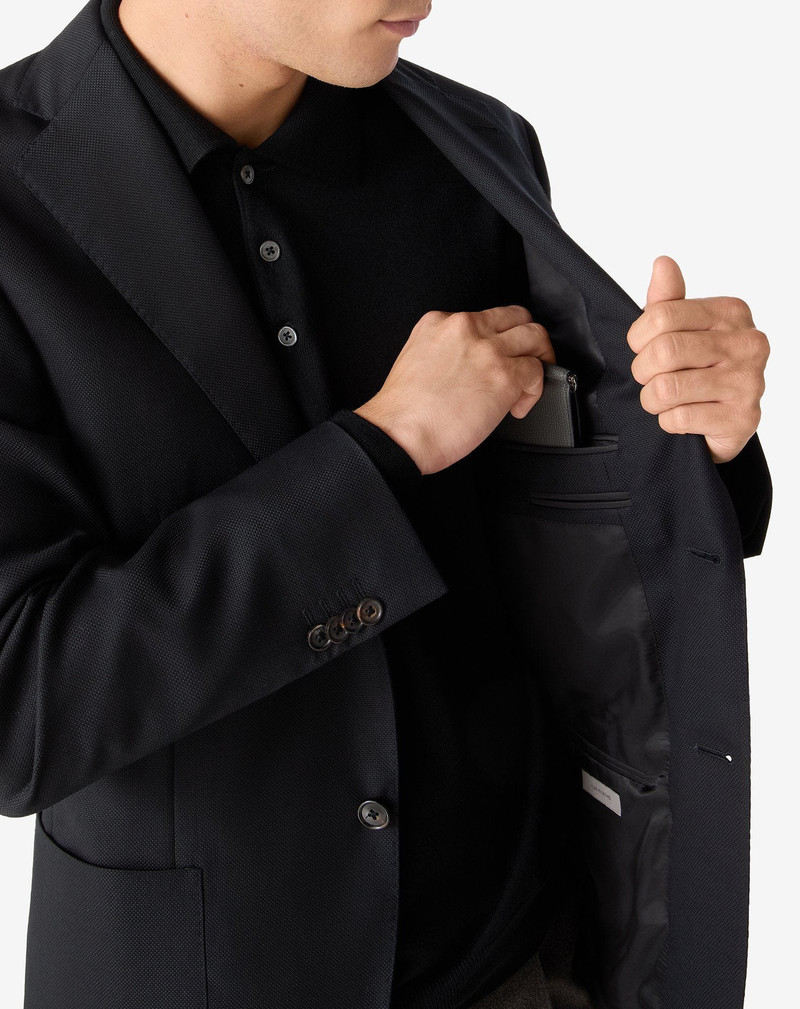 Black pure wool hopsack jacket 5