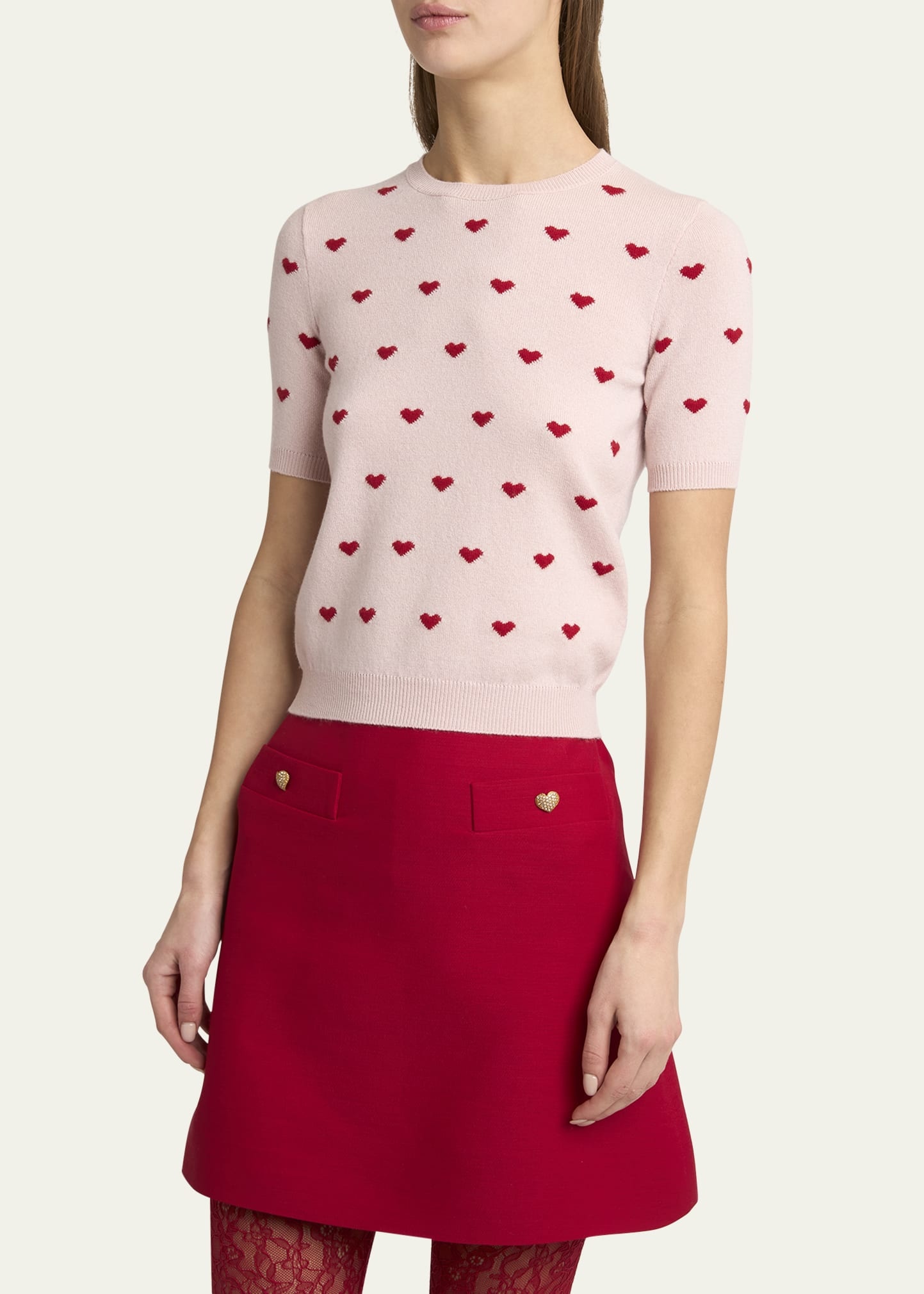 Crewneck Heart Jacquard Sweater - 4