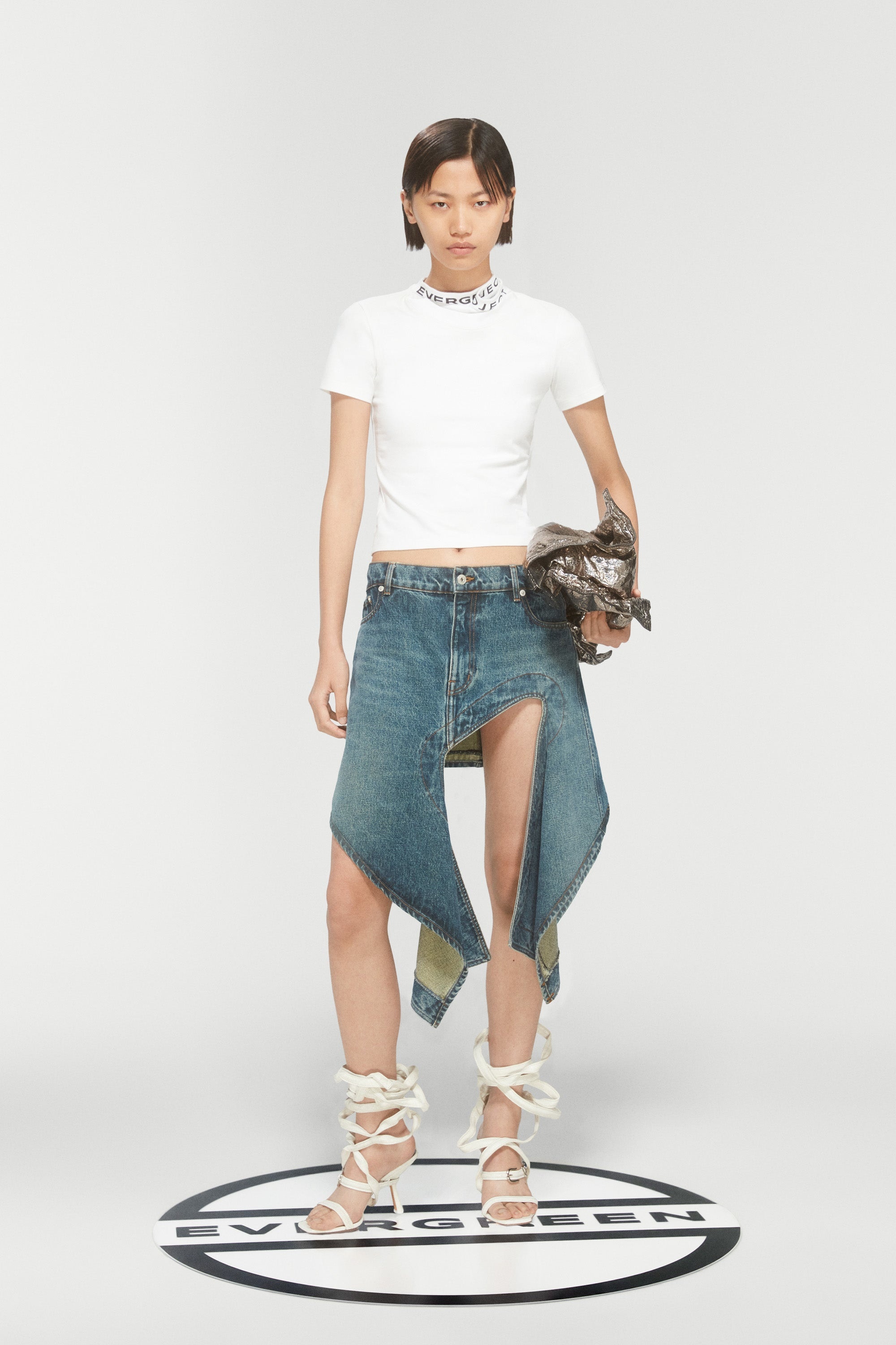 EVERGREEN CUT OUT DENIM MINI SKIRT - 2