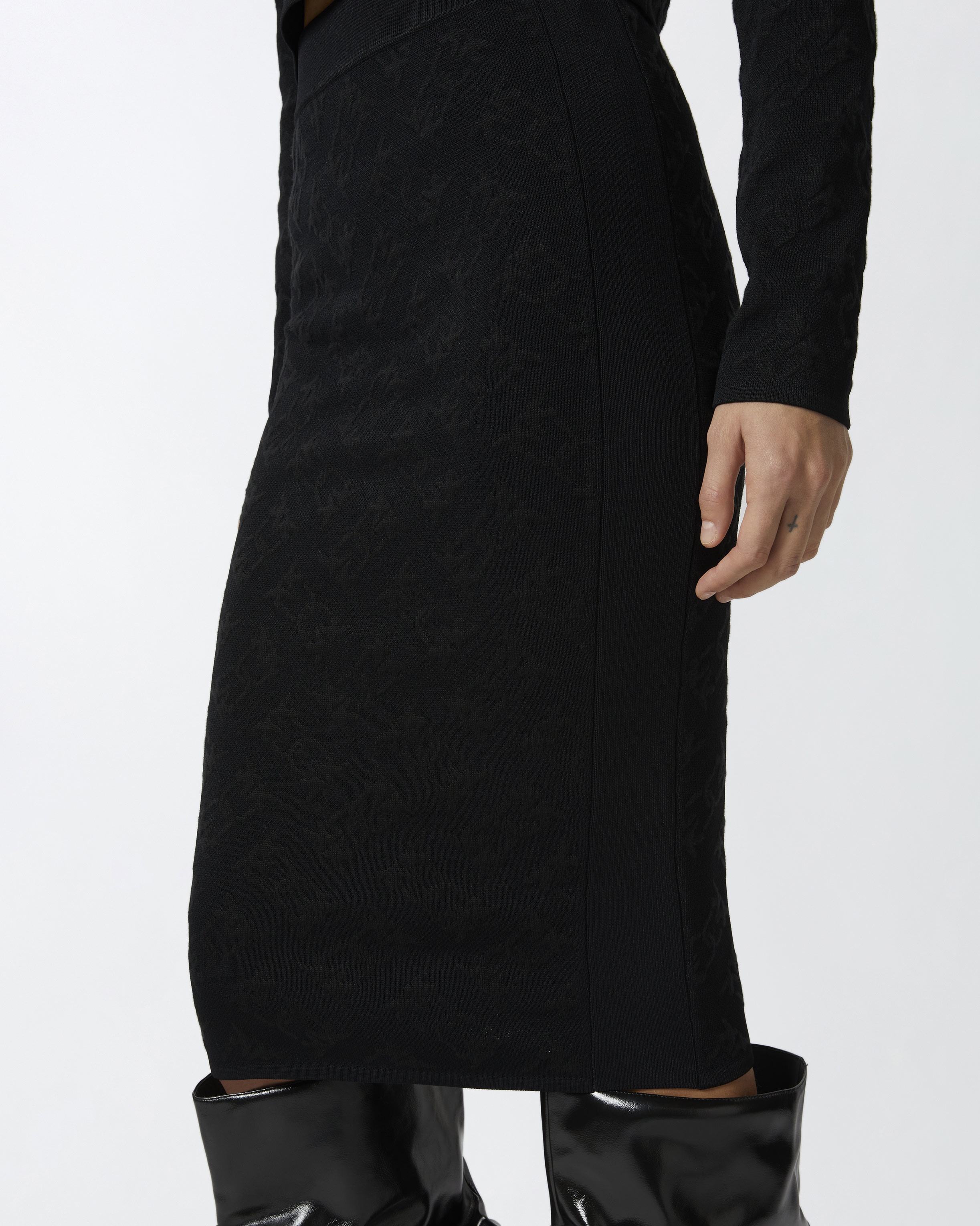 KNIT MONOGRAM PENCIL SKIRT - 5