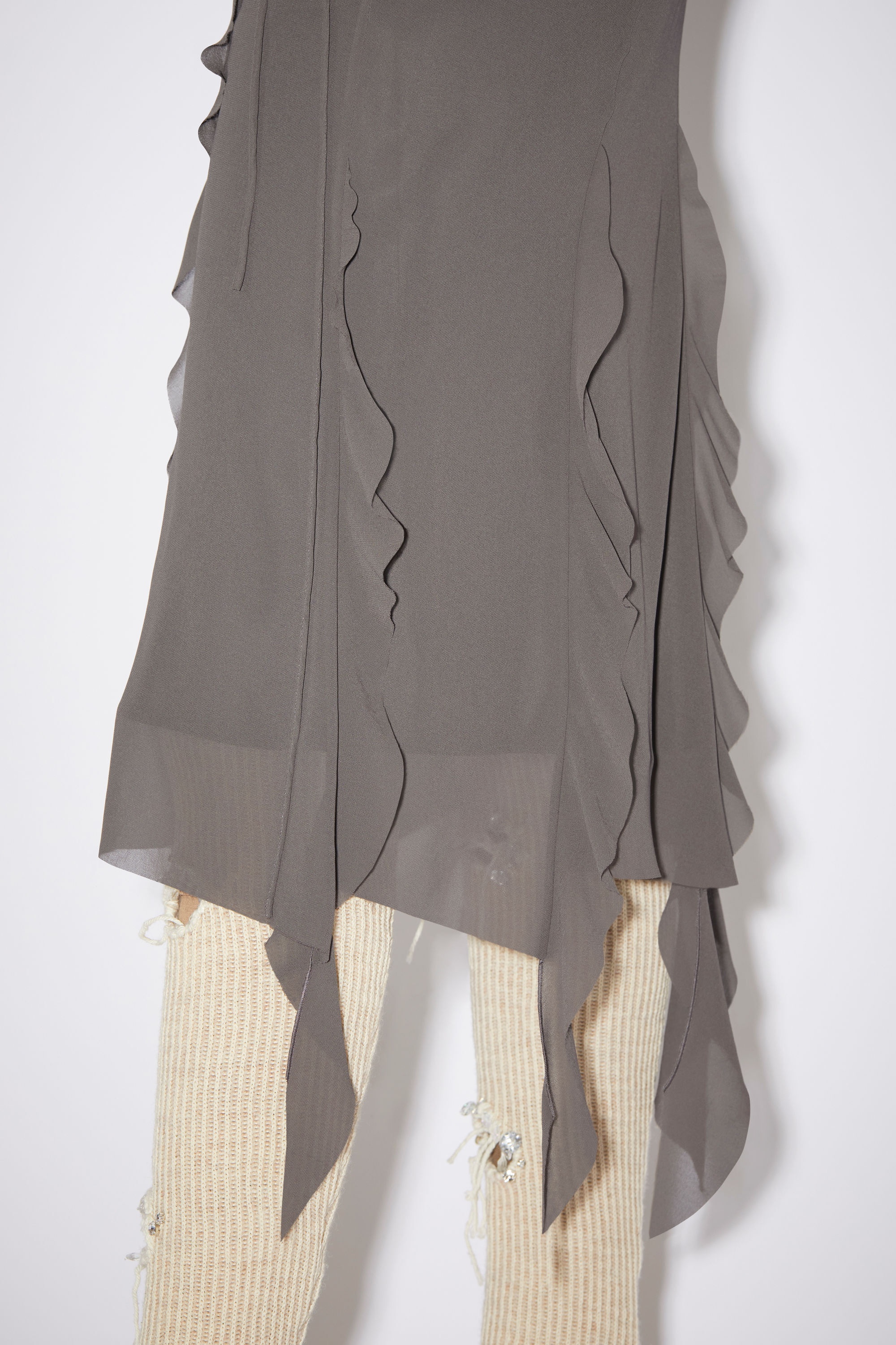 Ruffle midi skirt - Mud grey - 5