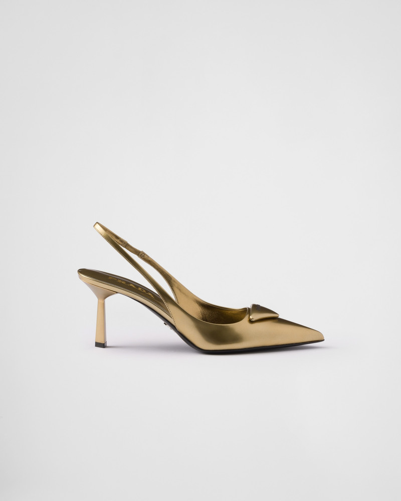 Prada Metallic leather slingback pumps outlook