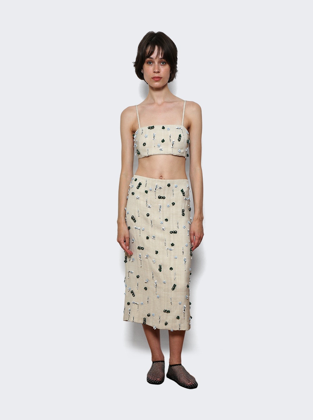 Embla Beaded Bandeau Top Ecru - 2