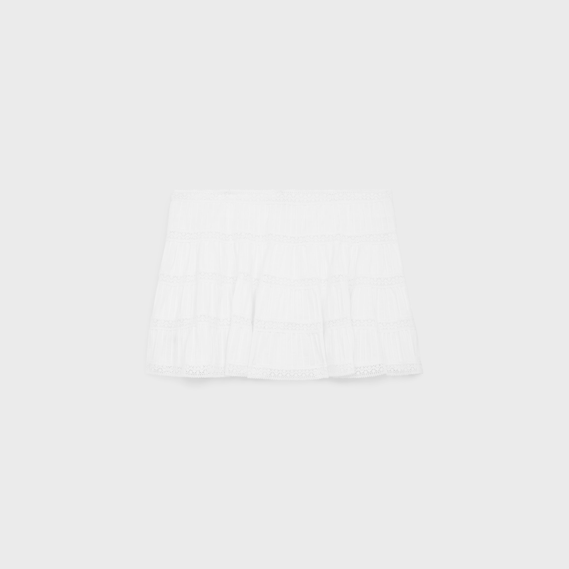 mini skirt with embroidered trims in batiste cotton - 2