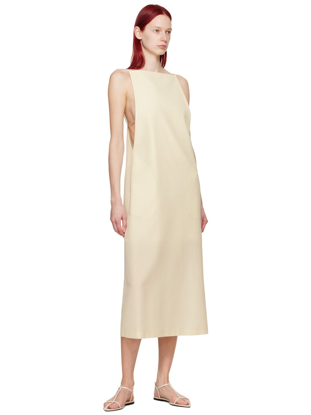 Off-White Low Back Maxi Dress - 4