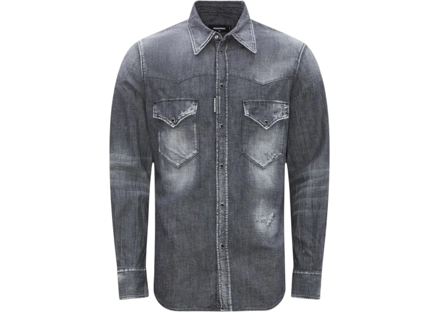Dsquared2 Fashion Western Faded Denim Shirt Grey - 1